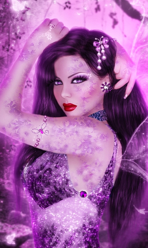 Download mobile wallpaper Fantasy, Purple, Fairy, Lipstick for free.