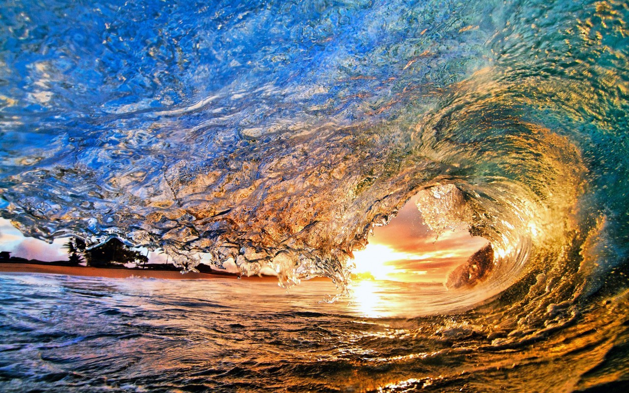 Download mobile wallpaper Waves, Landscape, Sunset, Sea for free.