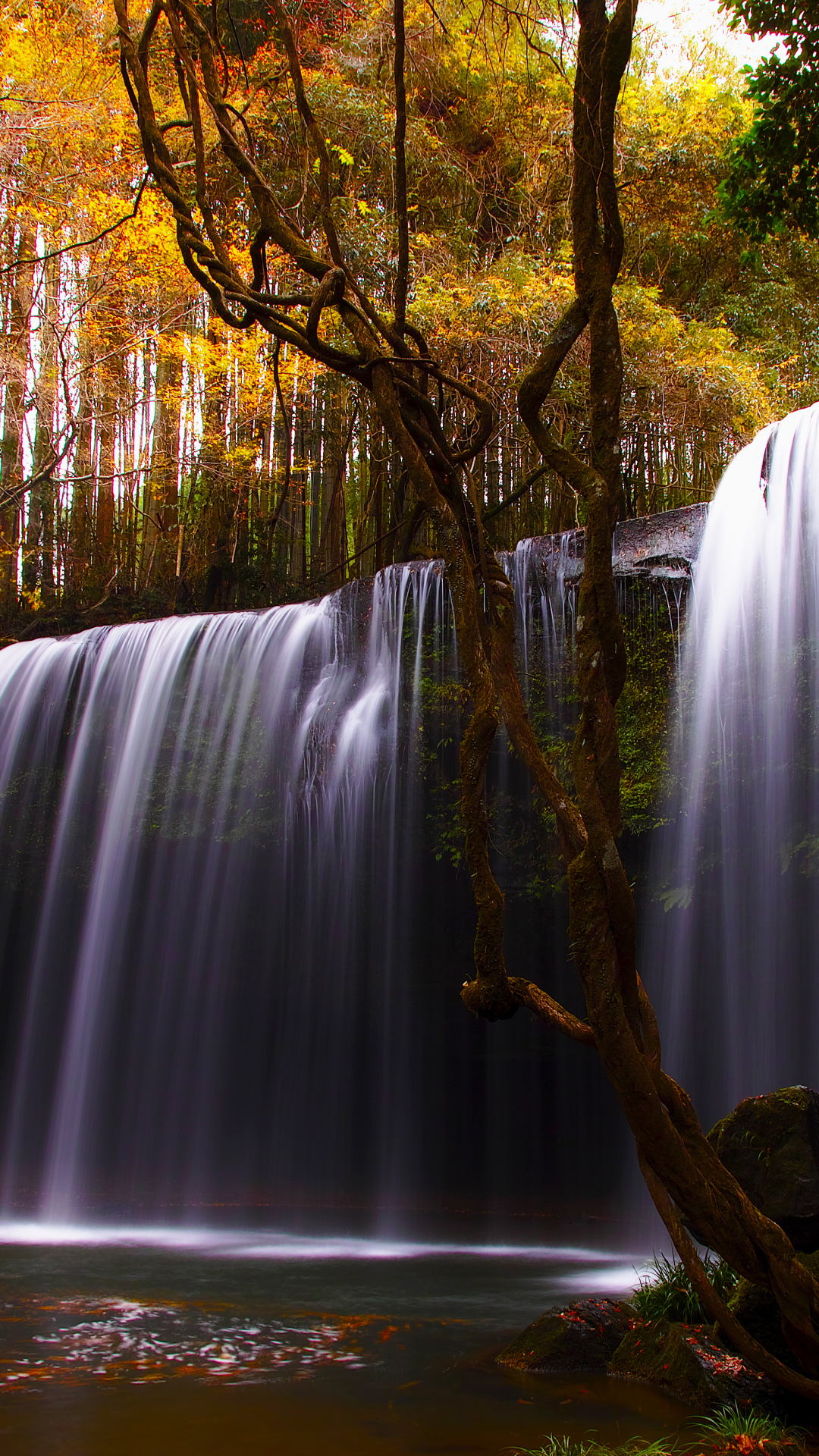 無料モバイル壁紙自然, 川, 秋, 滝, 地球をダウンロードします。