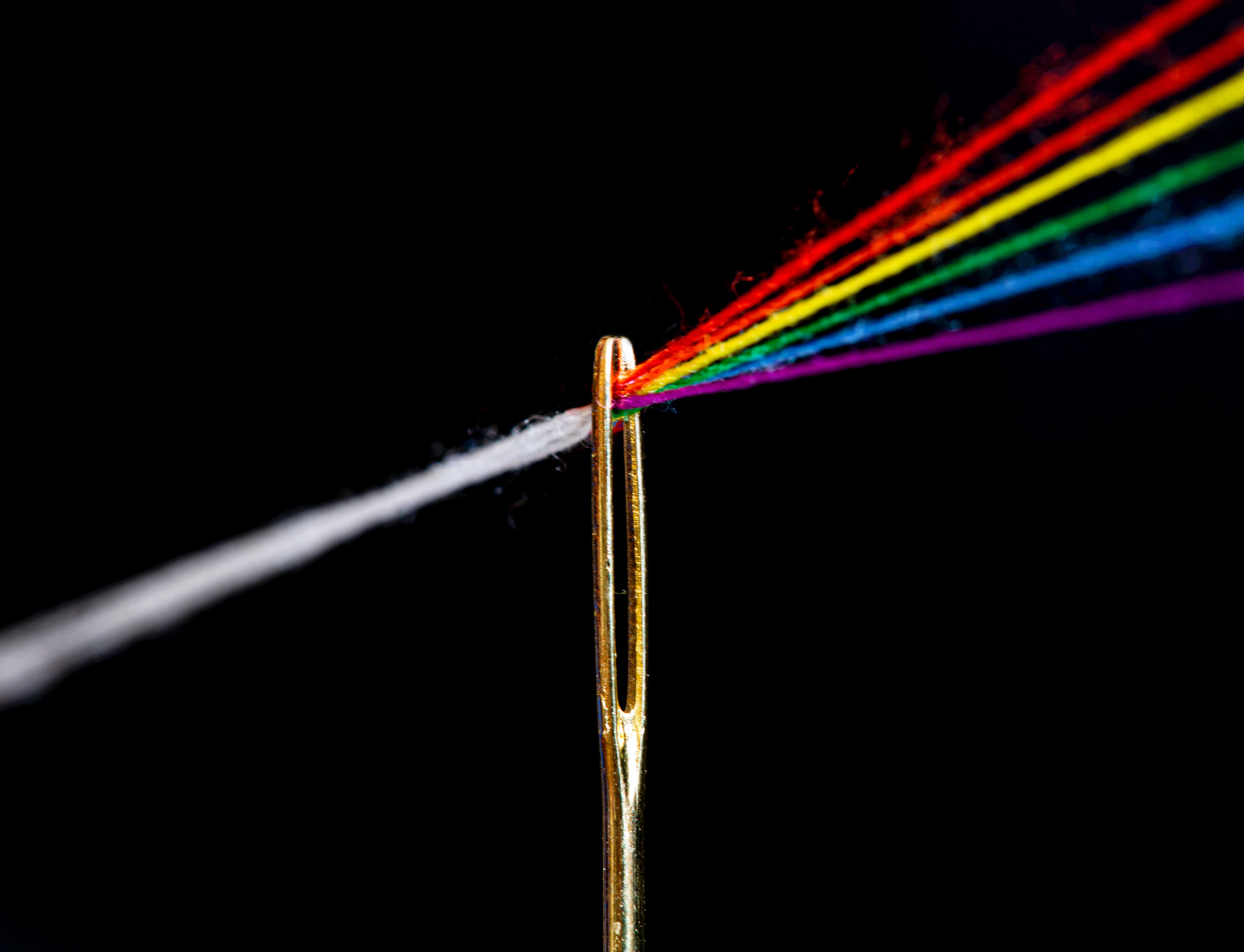 rainbow, needle, miscellanea, miscellaneous, multicolored, motley, threads, thread, refraction