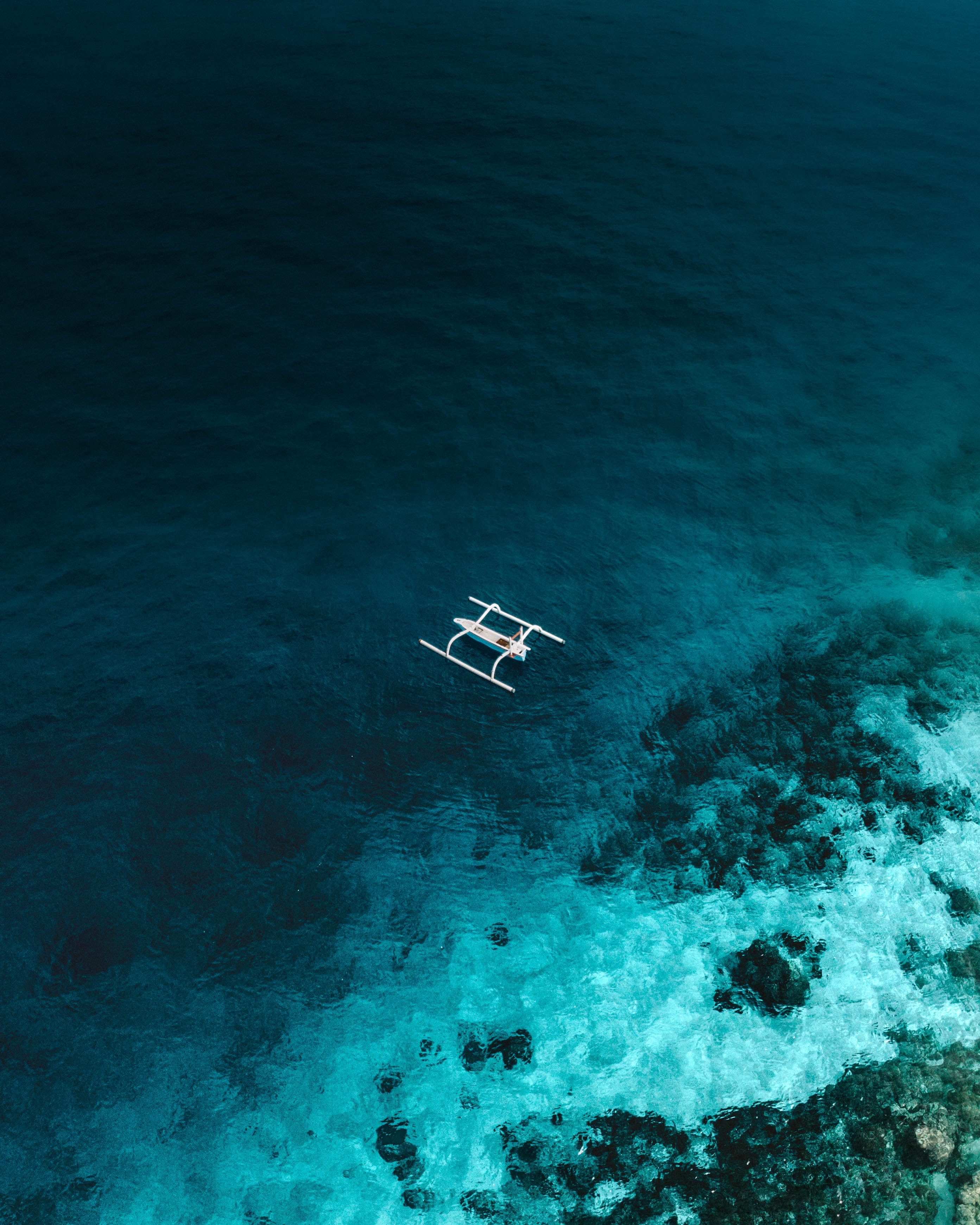 Free download wallpaper Nature, Water, Stones, Sea, View From Above, Boat on your PC desktop