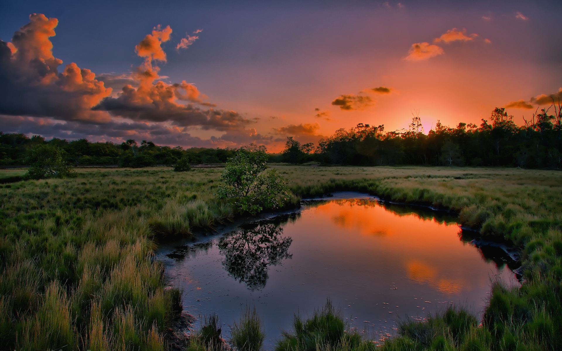 landscape, rivers, sunset phone wallpaper