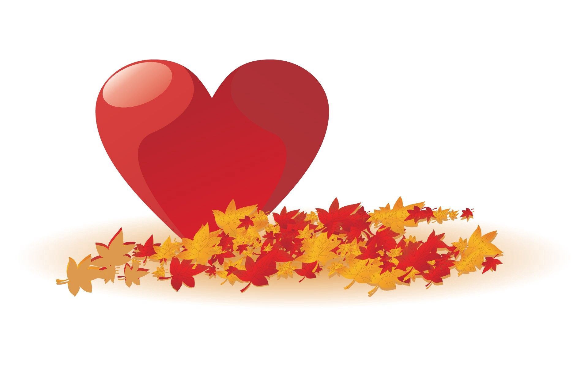 Скачать обои бесплатно День Влюбленных, Листья, Праздники, Сердце, Любовь, Осень картинка на рабочий стол ПК