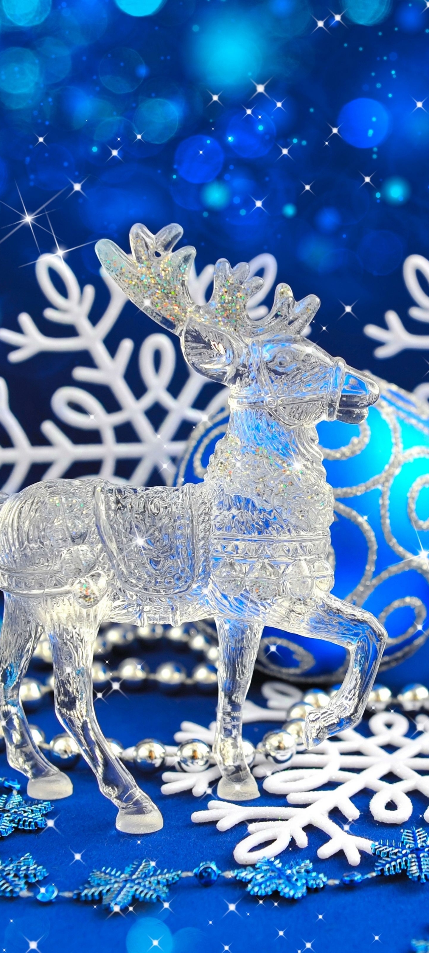 無料モバイル壁紙クリスマス, 鹿, 青い, クリスマスオーナメント, ホリデーをダウンロードします。