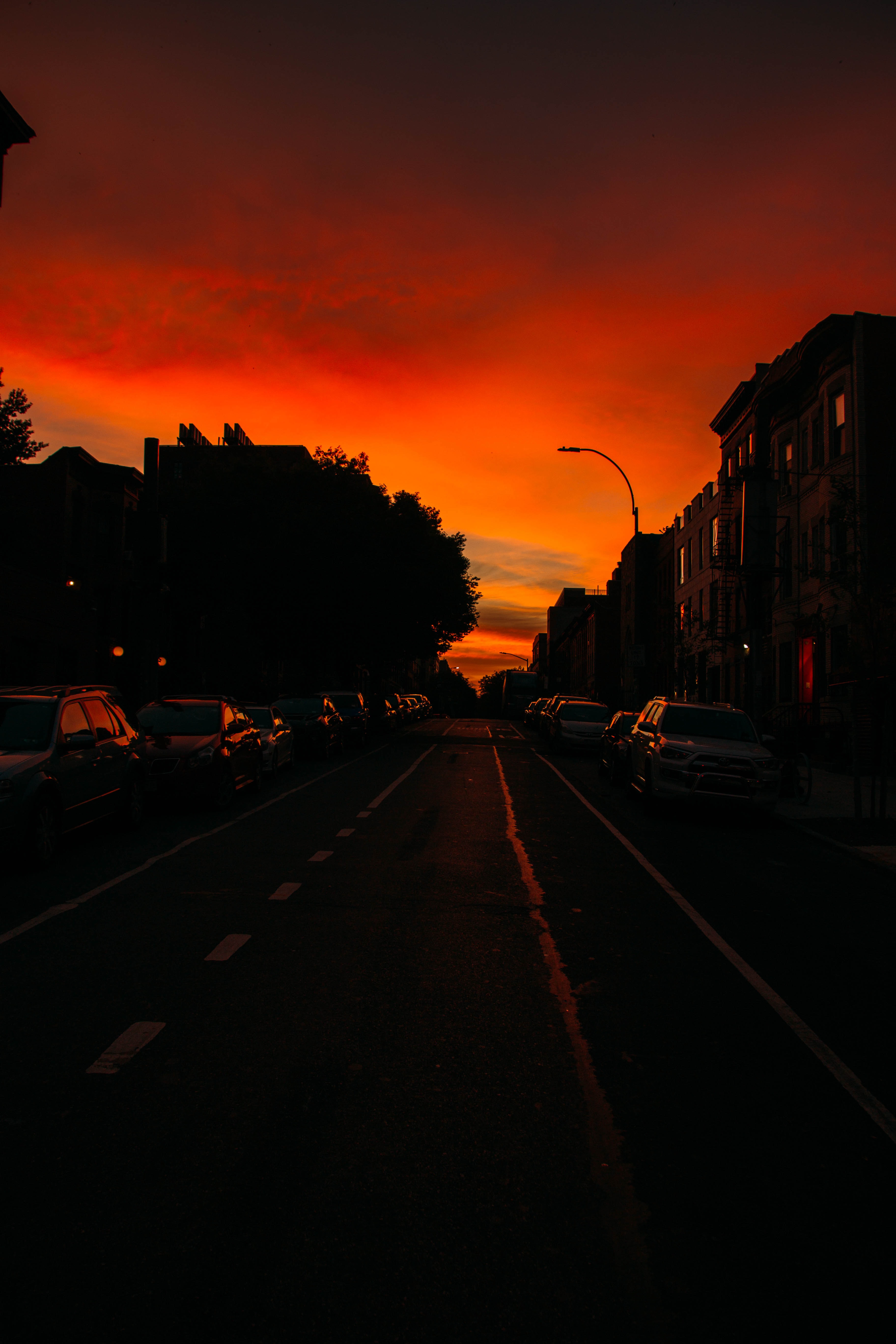 dark, sunset, auto, road, dahl, distance, street phone background