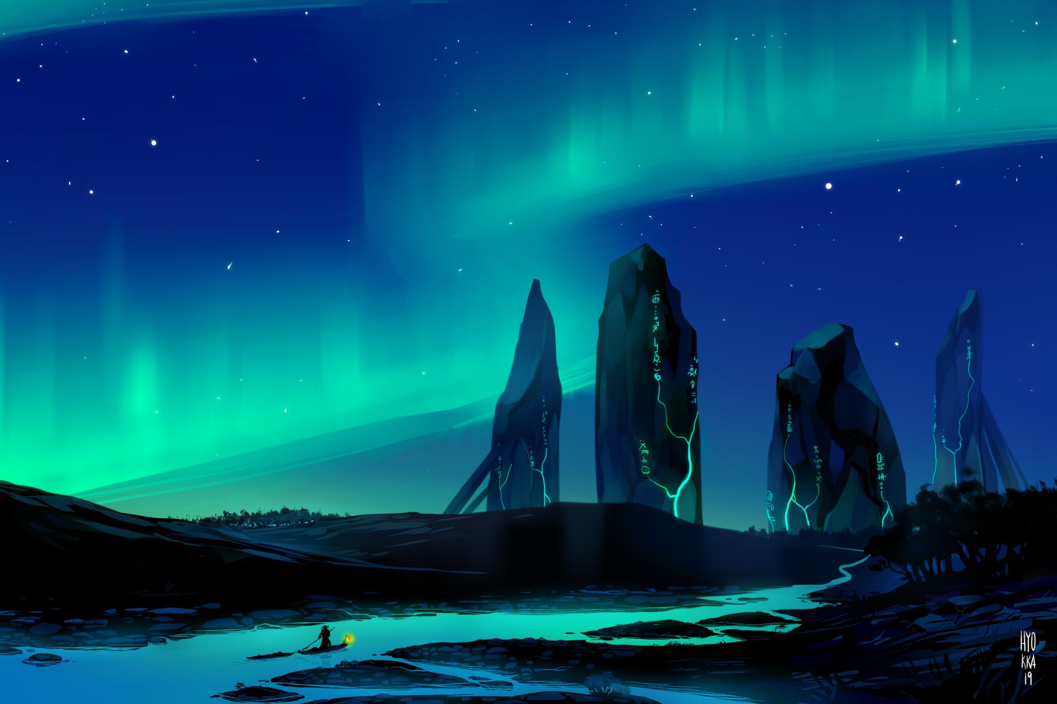 Download mobile wallpaper Landscape, Fantasy, Aurora Borealis for free.