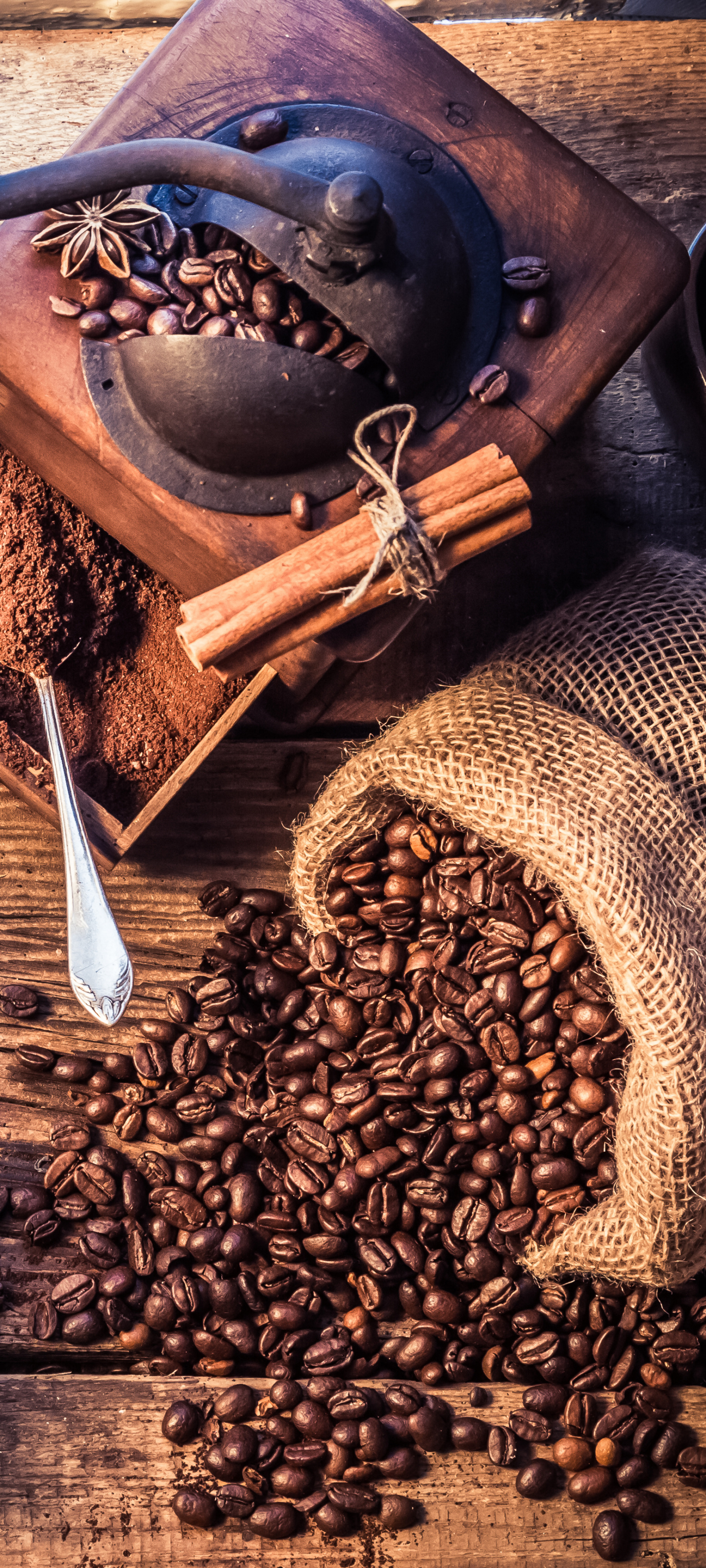 Download mobile wallpaper Food, Coffee, Still Life, Cinnamon, Coffee Beans for free.