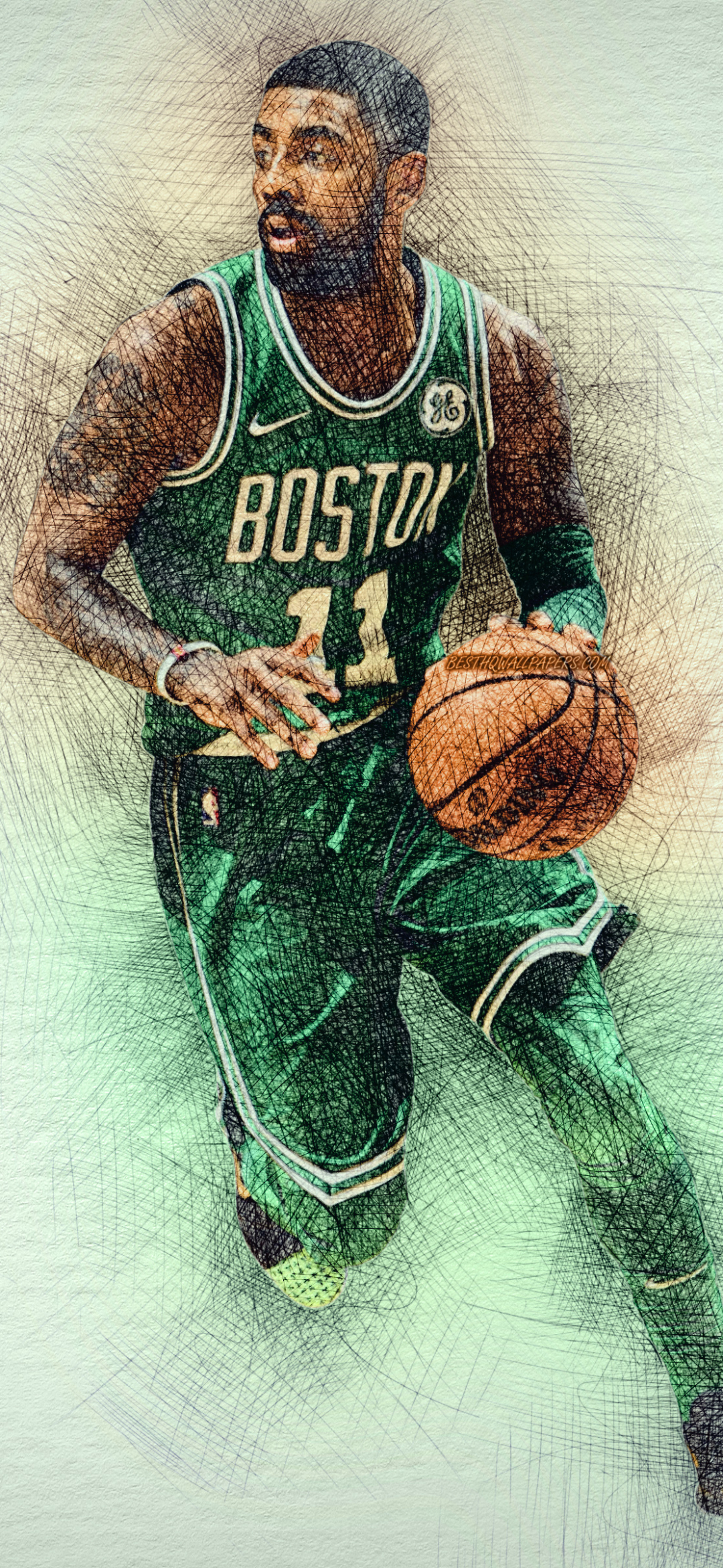 Téléchargez des papiers peints mobile Des Sports, Basket, Nba, Celtics De Boston, Kyrie Irving gratuitement.