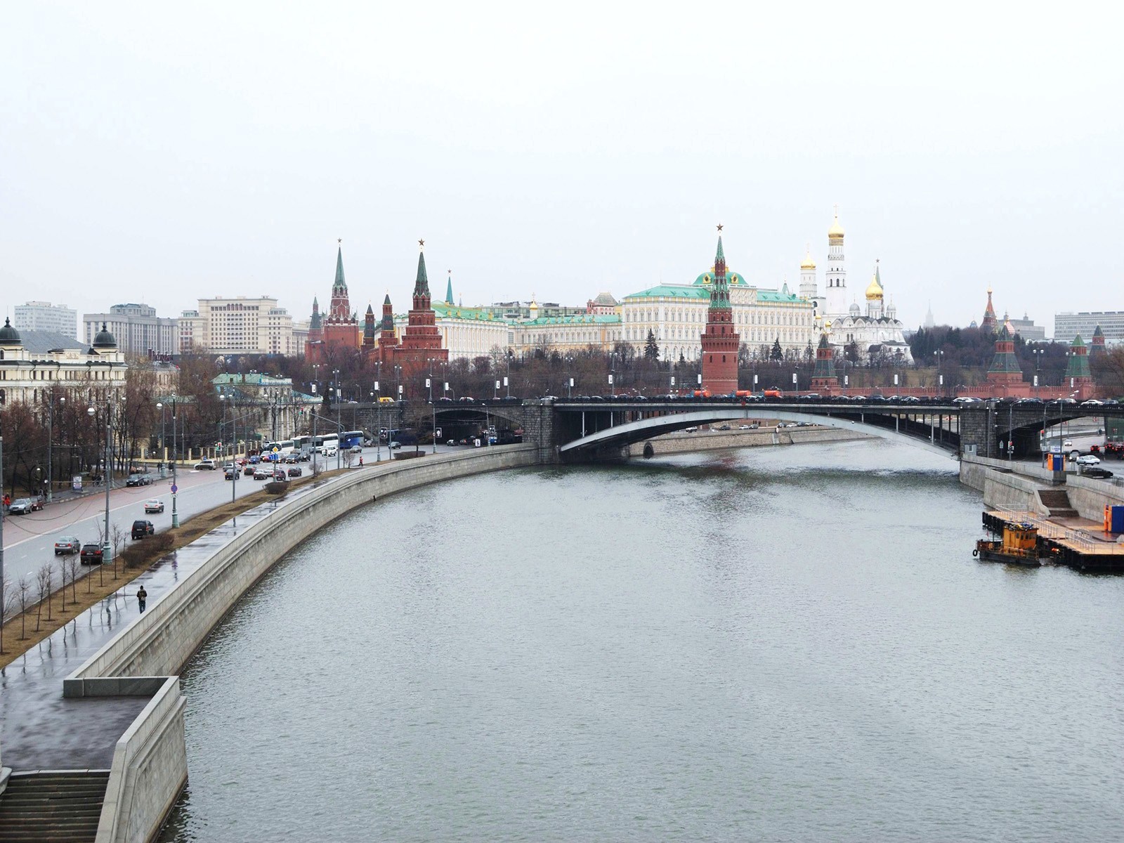 landscape, cities, rivers, moskow, gray Full HD