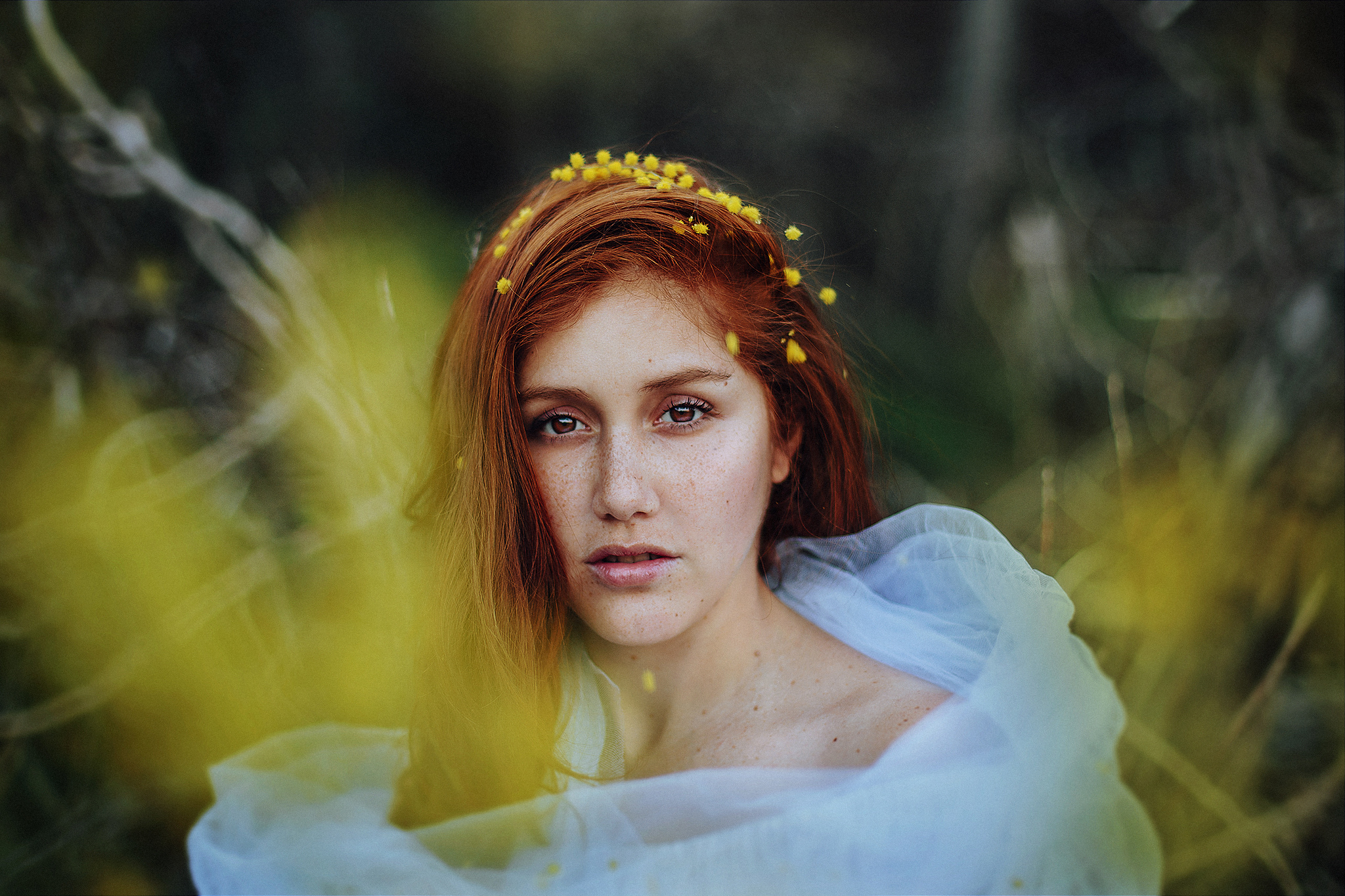 Download mobile wallpaper Redhead, Bokeh, Model, Women, Freckles, Brown Eyes for free.