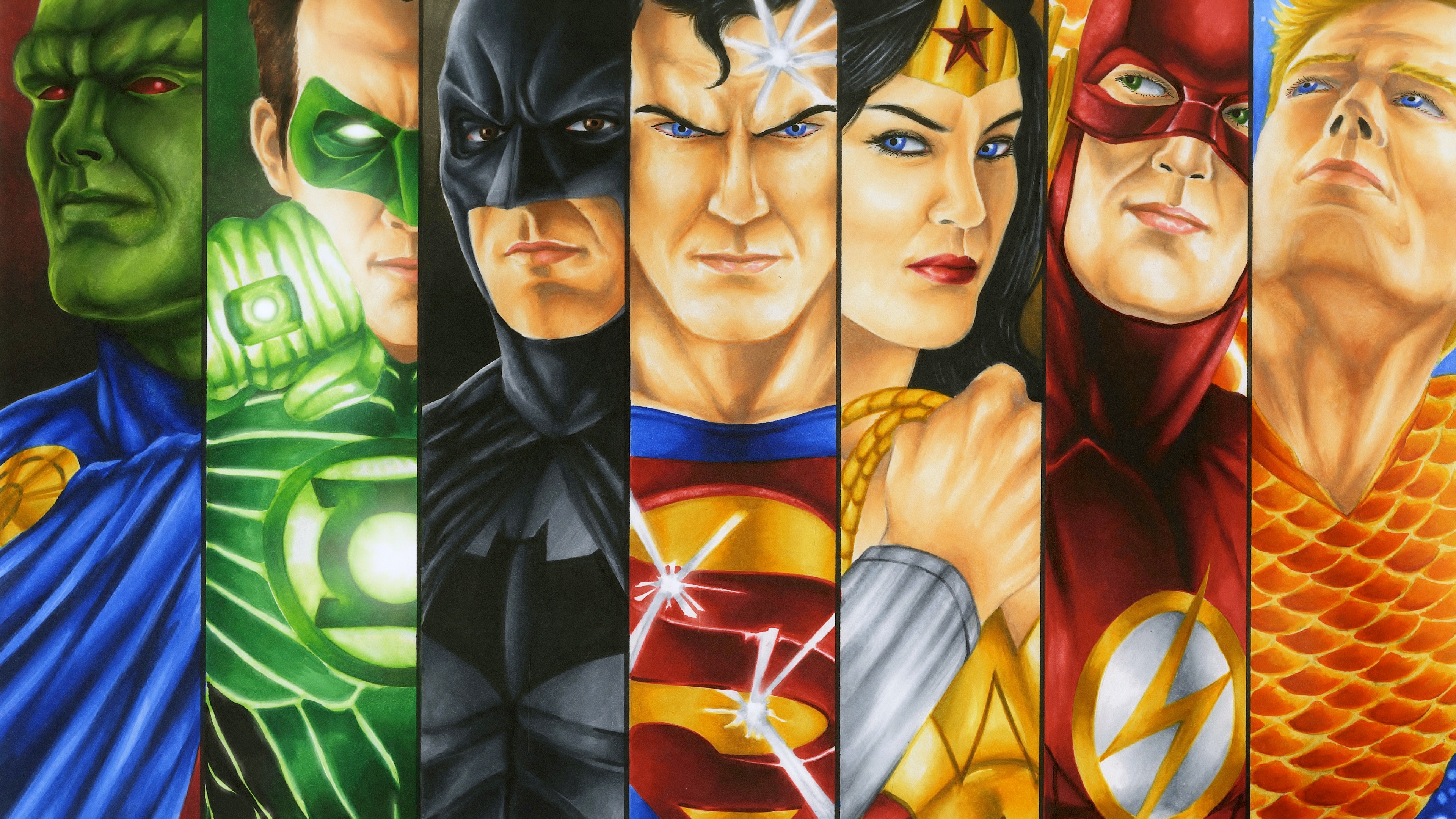 Handy-Wallpaper Batman, Blinken, Comics, Dc Comics, Übermensch, Grüne Laterne, Hal Jordan, Aquaman, Wonderwoman, Gerechtigkeitsliga, Marsmenschenjäger kostenlos herunterladen.