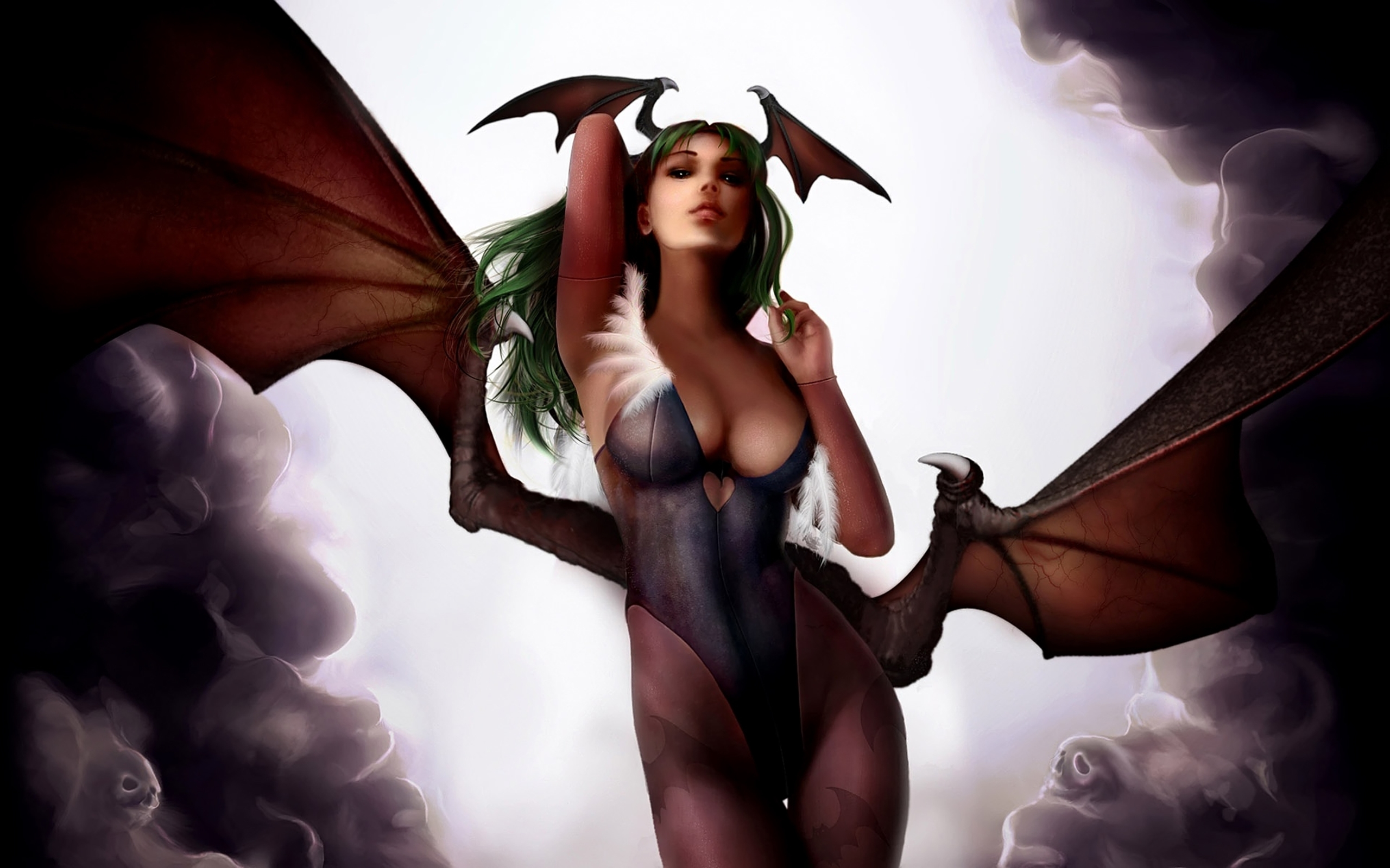 video game, darkstalkers, devil, fantasy, morrigan aensland, wings