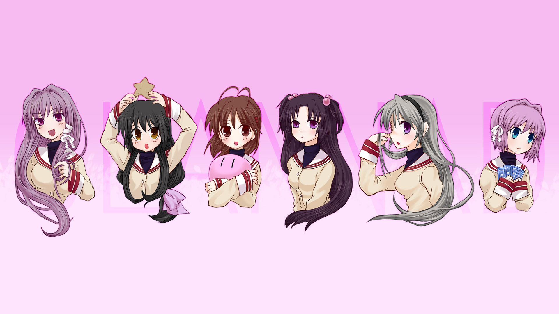 Baixar papel de parede para celular de Anime, Kyou Fujibayashi, Clannad, Tomoyo Sakagami, Nagisa Furukawa, Kotomi Ichinose, Ryo Fujibayashi, Fuuko Ibuki gratuito.