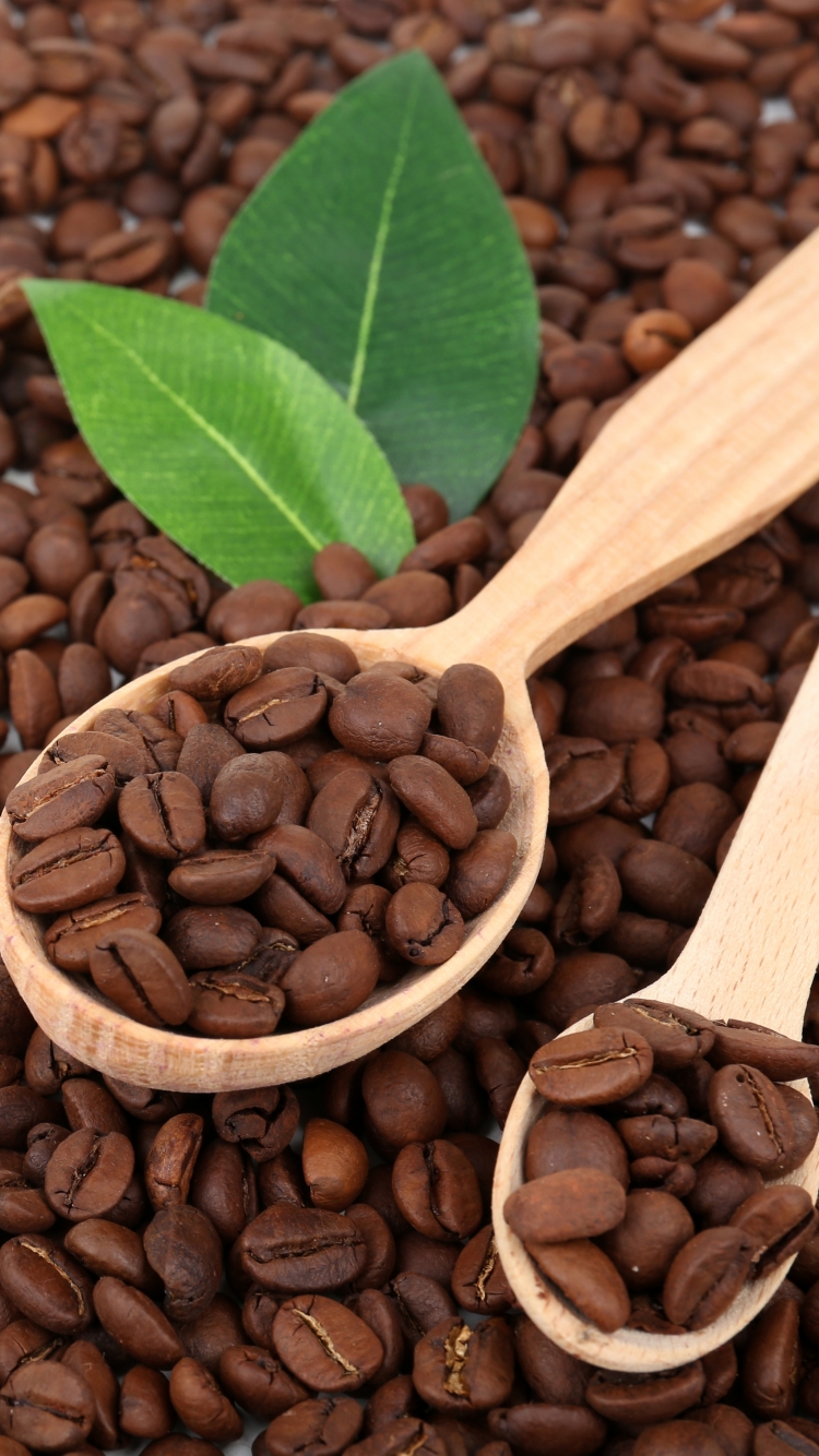 Download mobile wallpaper Food, Coffee, Coffee Beans, Spoon for free.
