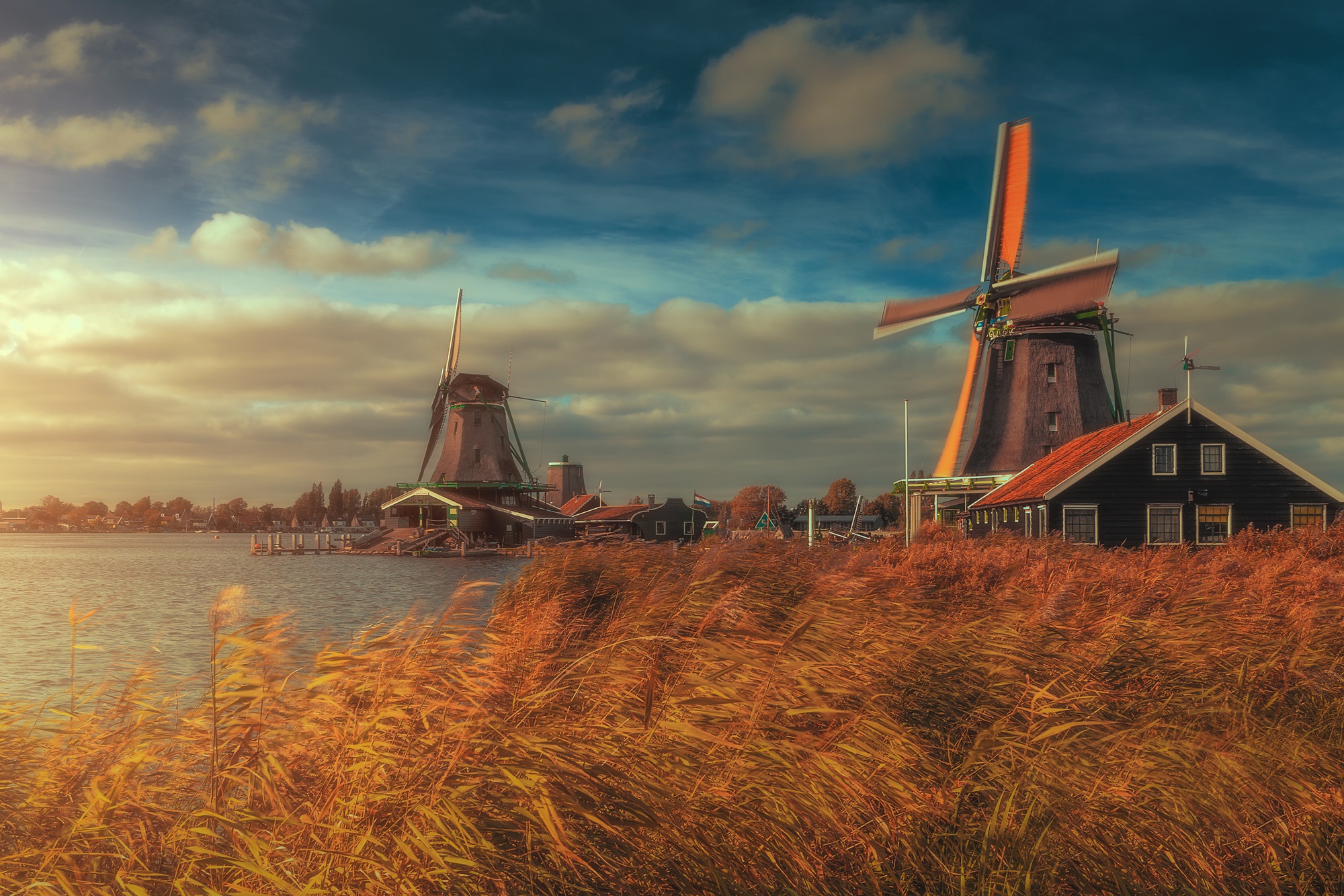 Free download wallpaper Netherlands, Windmill, Man Made on your PC desktop
