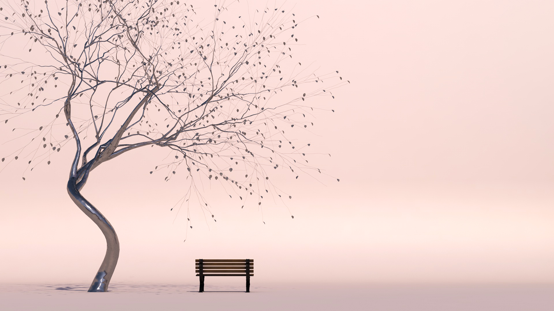 Free download wallpaper Tree, Bench, Artistic, 3D Art on your PC desktop