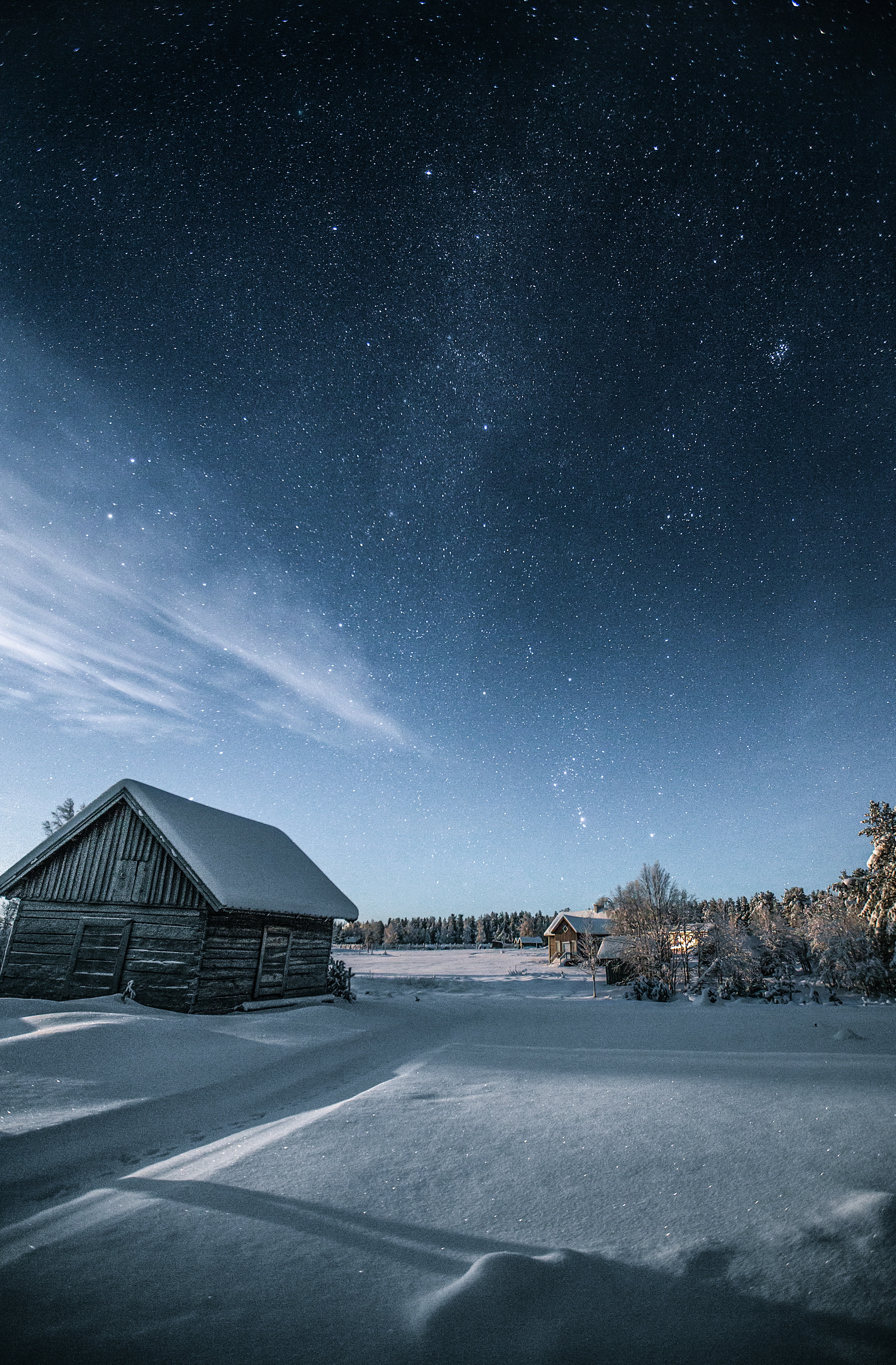 Download mobile wallpaper Winter, Snow, House, Night, Nature, Dark for free.