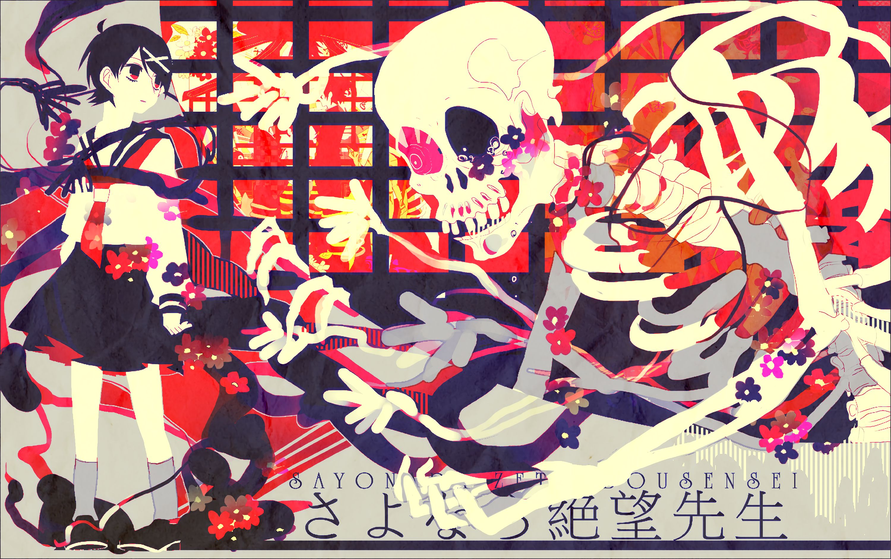 863006 Hintergrundbild herunterladen animes, sayonara zetsubō sensei, kafuka fuura, skelett - Bildschirmschoner und Bilder kostenlos