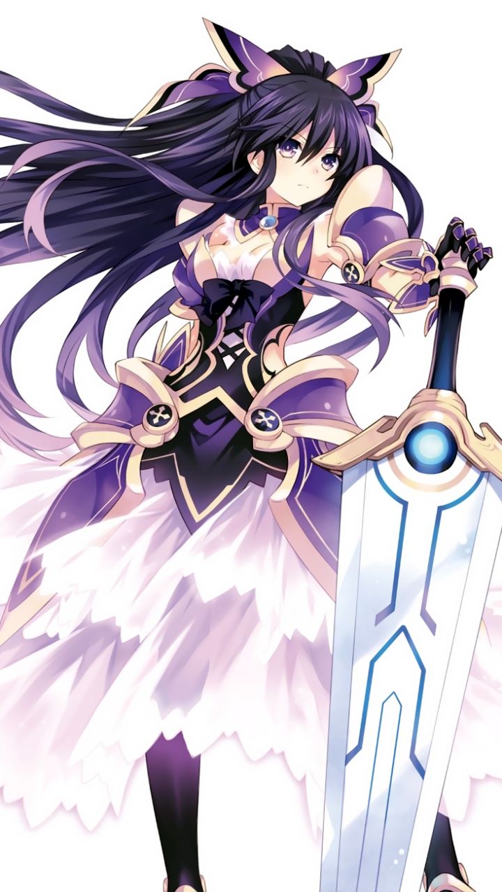 Download mobile wallpaper Anime, Weapon, Armor, Sword, Long Hair, Purple Hair, Date A Live, Tohka Yatogami for free.