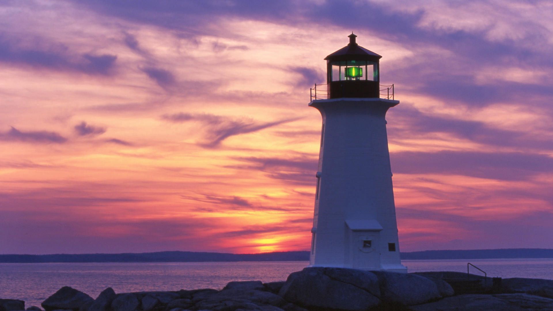 Laden Sie das Natur, Sunset, Sea, Bank, Abend, Ufer, Leuchtturm-Bild kostenlos auf Ihren PC-Desktop herunter