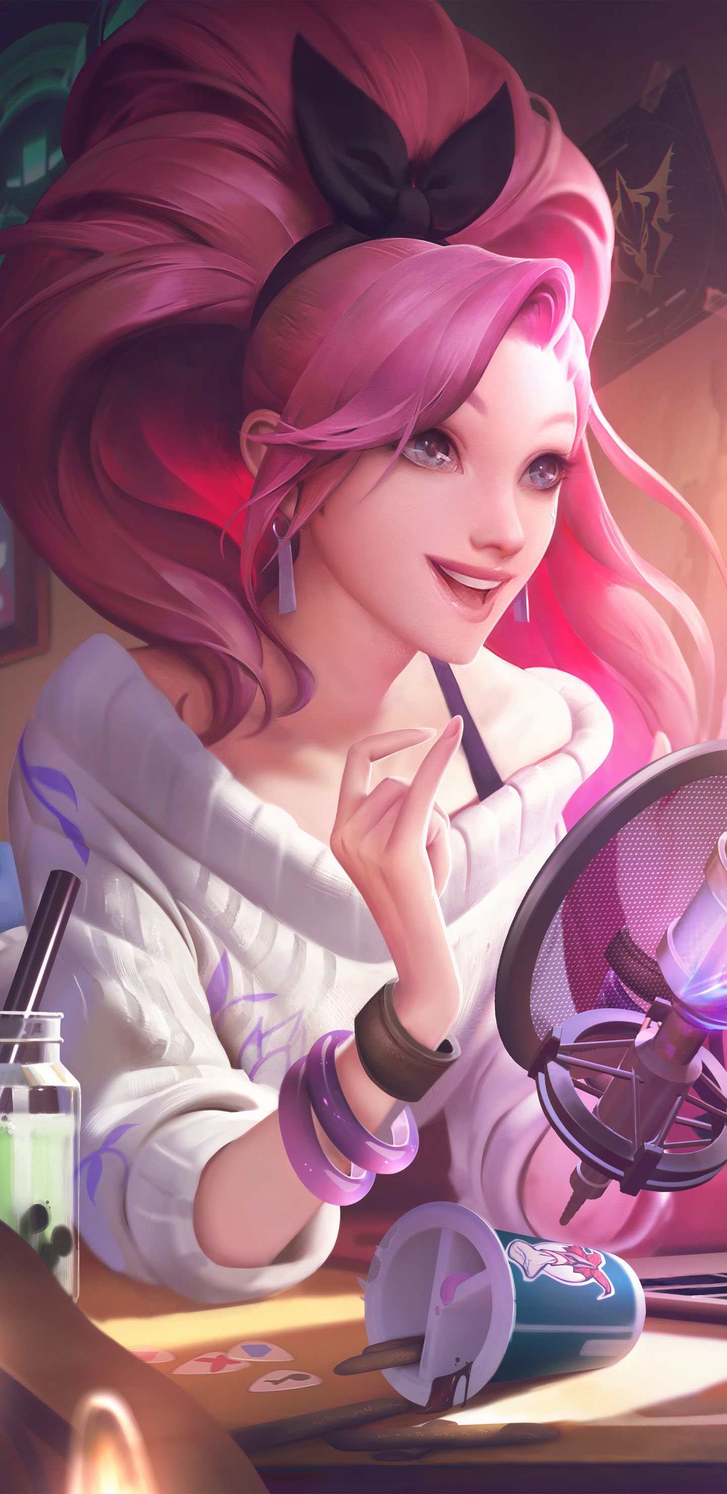 Handy-Wallpaper League Of Legends, Pinkes Haar, Computerspiele, Lange Haare, K Pop, K/da, Seraphine (League Of Legends) kostenlos herunterladen.