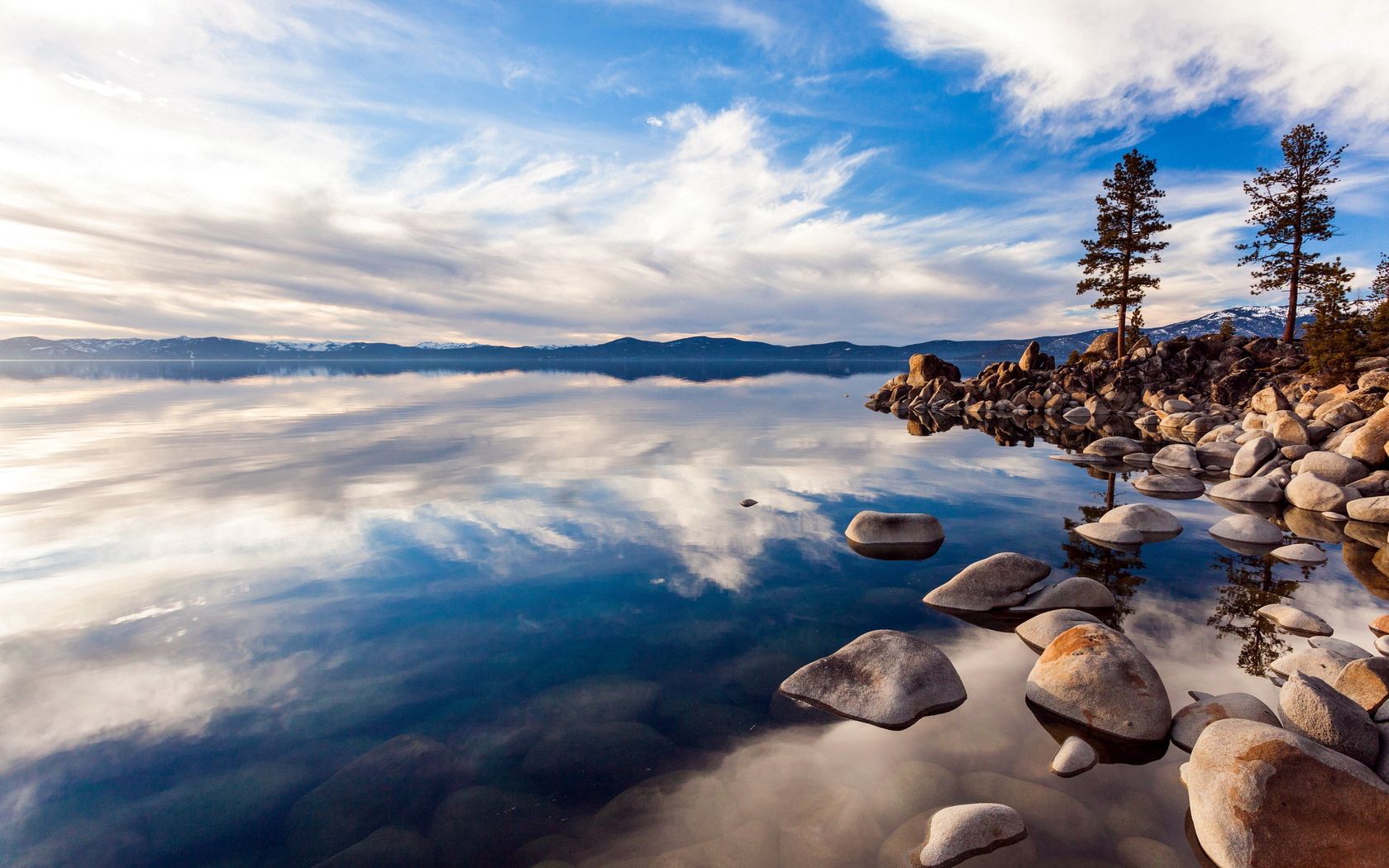 nature, water, stones, lake, reflection, transparent, day, blue sky