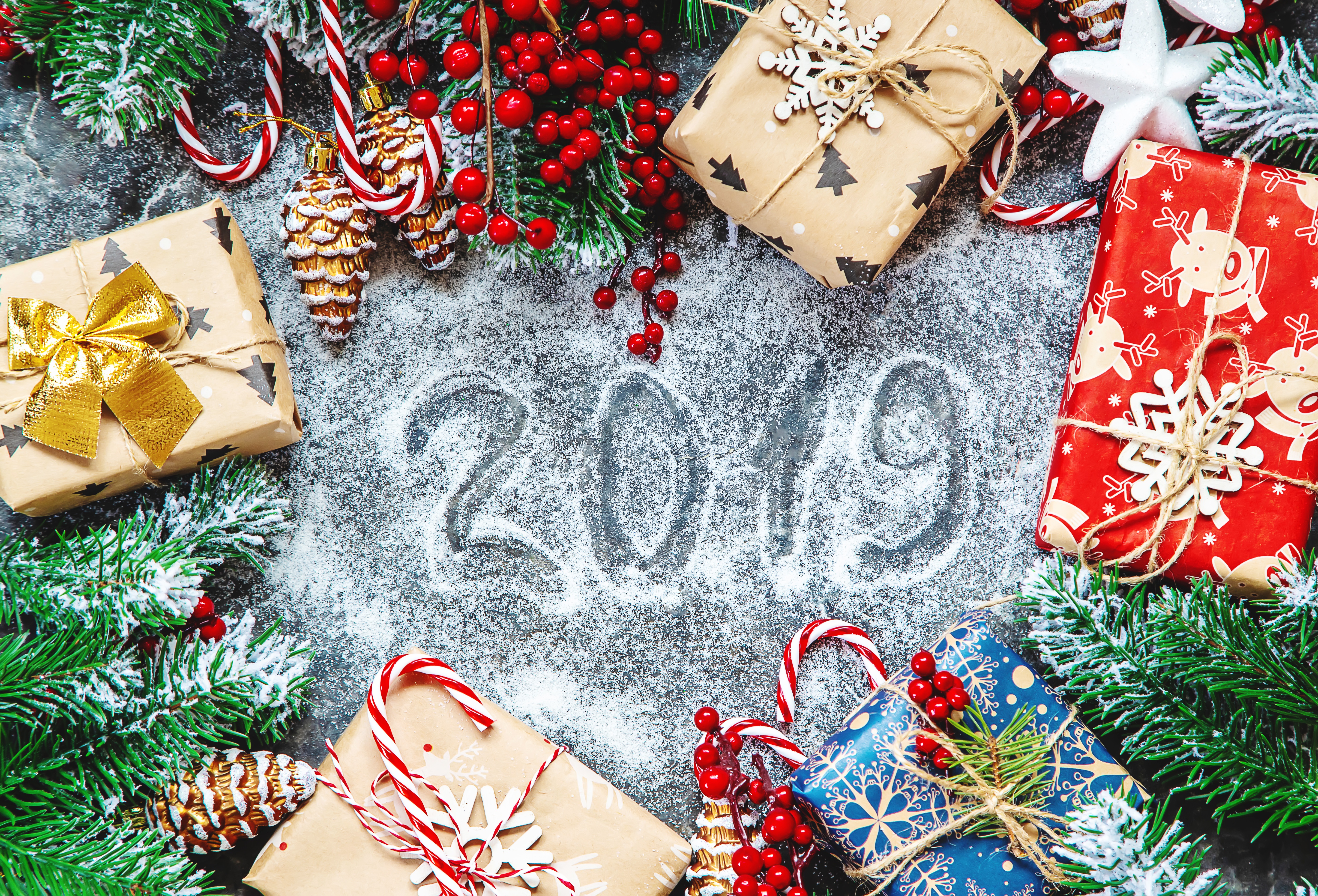 Скачать обои бесплатно Подарки, Праздничные, Новый Год 2019 картинка на рабочий стол ПК