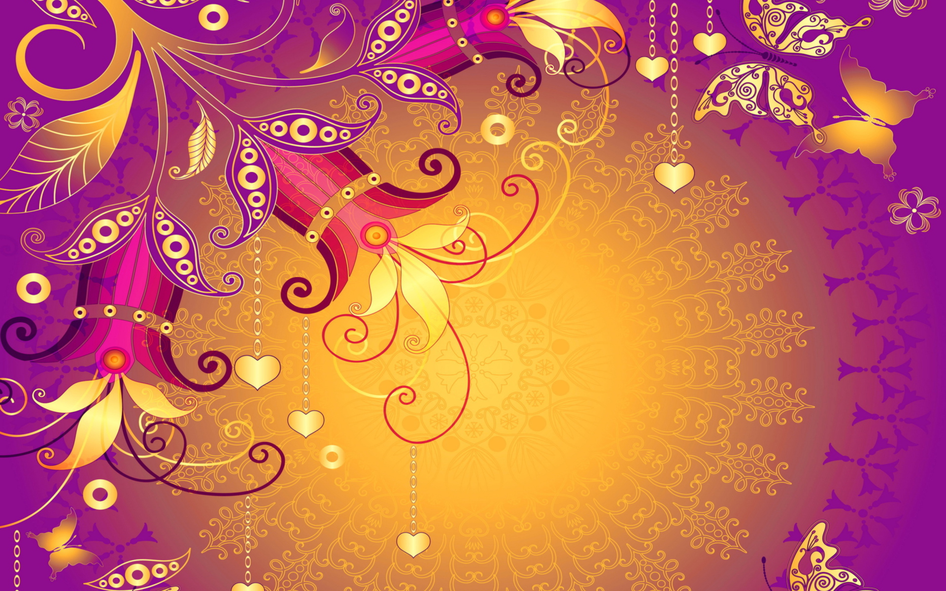 Free download wallpaper Flowers, Gold, Flower, Purple, Heart, Artistic, Tulip on your PC desktop