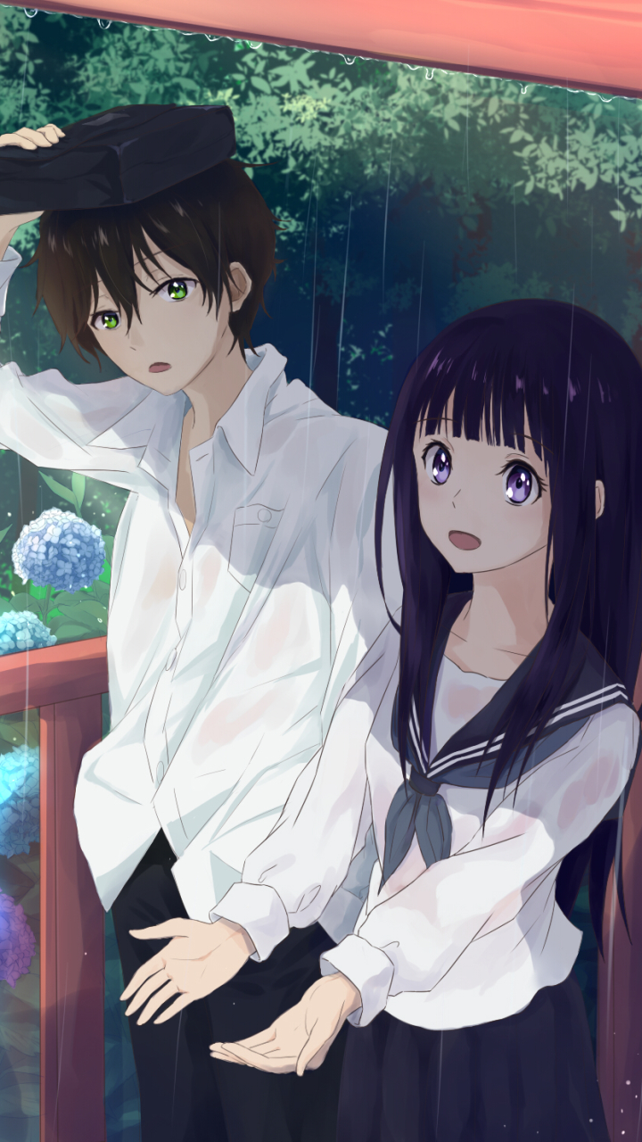 Handy-Wallpaper Animes, Eru Chitanda, Hōtarō Oreki, Hyouka kostenlos herunterladen.