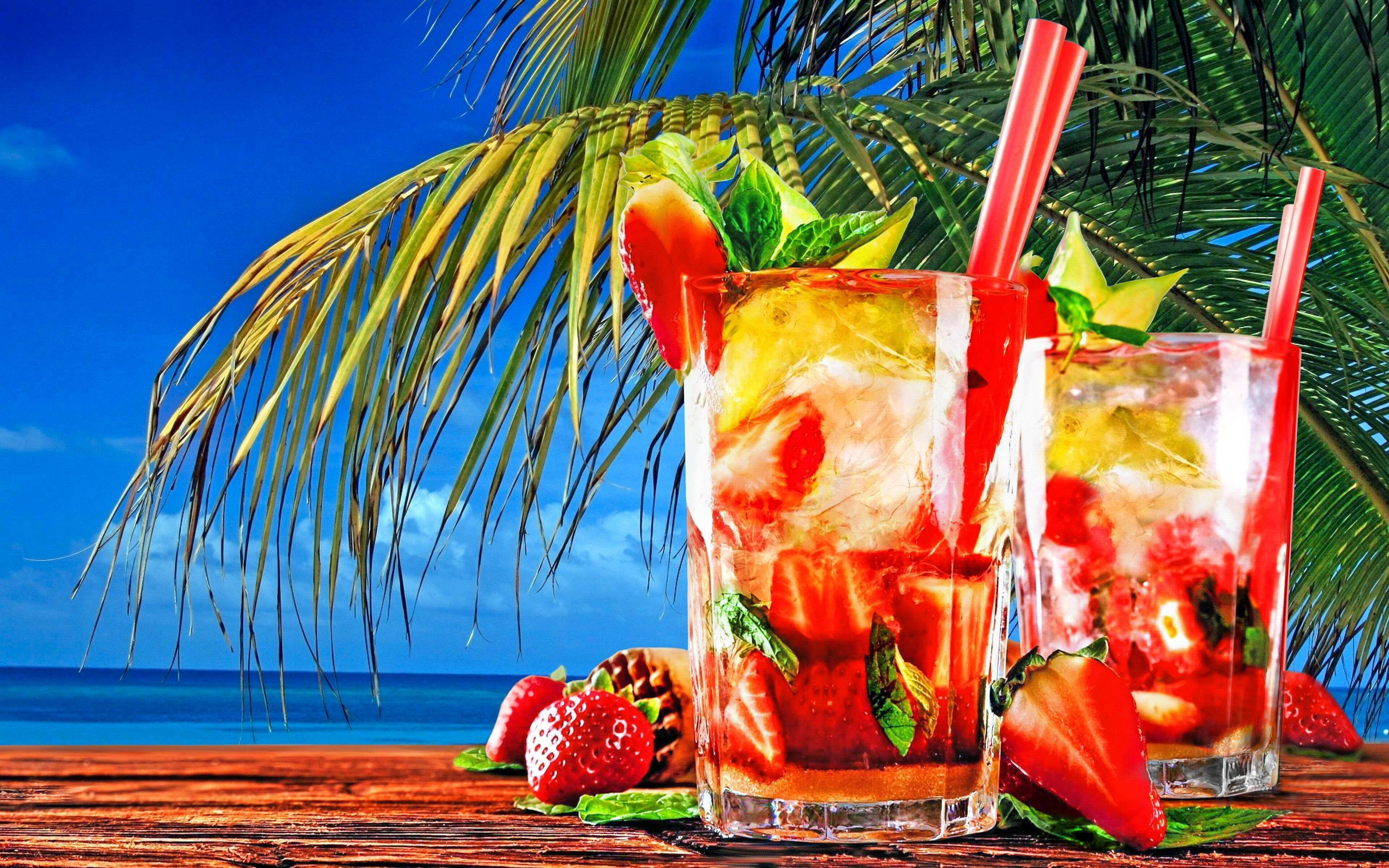 1496388 Hintergrundbild herunterladen sommer, nahrungsmittel, cocktail, bunt, glas, tropisch - Bildschirmschoner und Bilder kostenlos