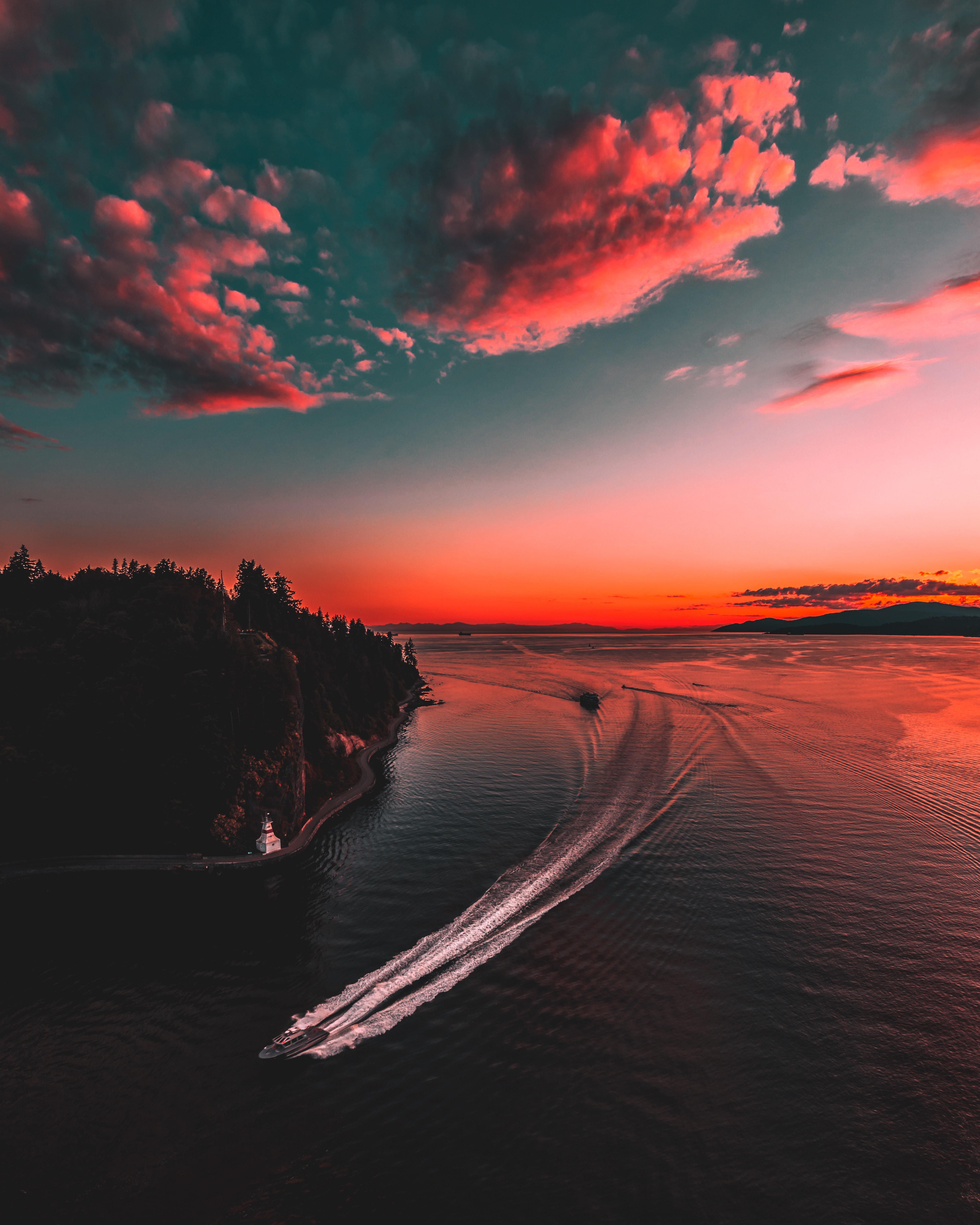 vancouver, canada, sea, nature, sunset, sky, horizon, yacht