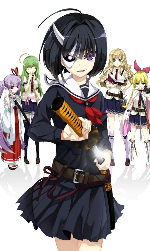 anime, armed girl's machiavellism, rin onigawara, busou shoujo machiavellianism, satori tamaba, warabi hanasaka, mary kikakujou, tsukuyo inaba