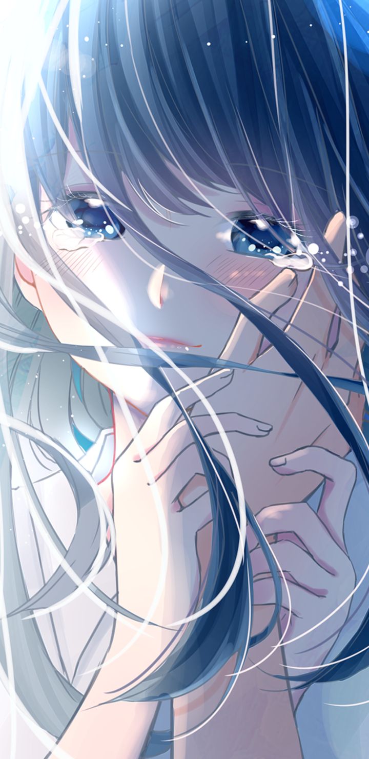Baixar papel de parede para celular de Anime, Garota, Olhos Azuis, Chorando gratuito.