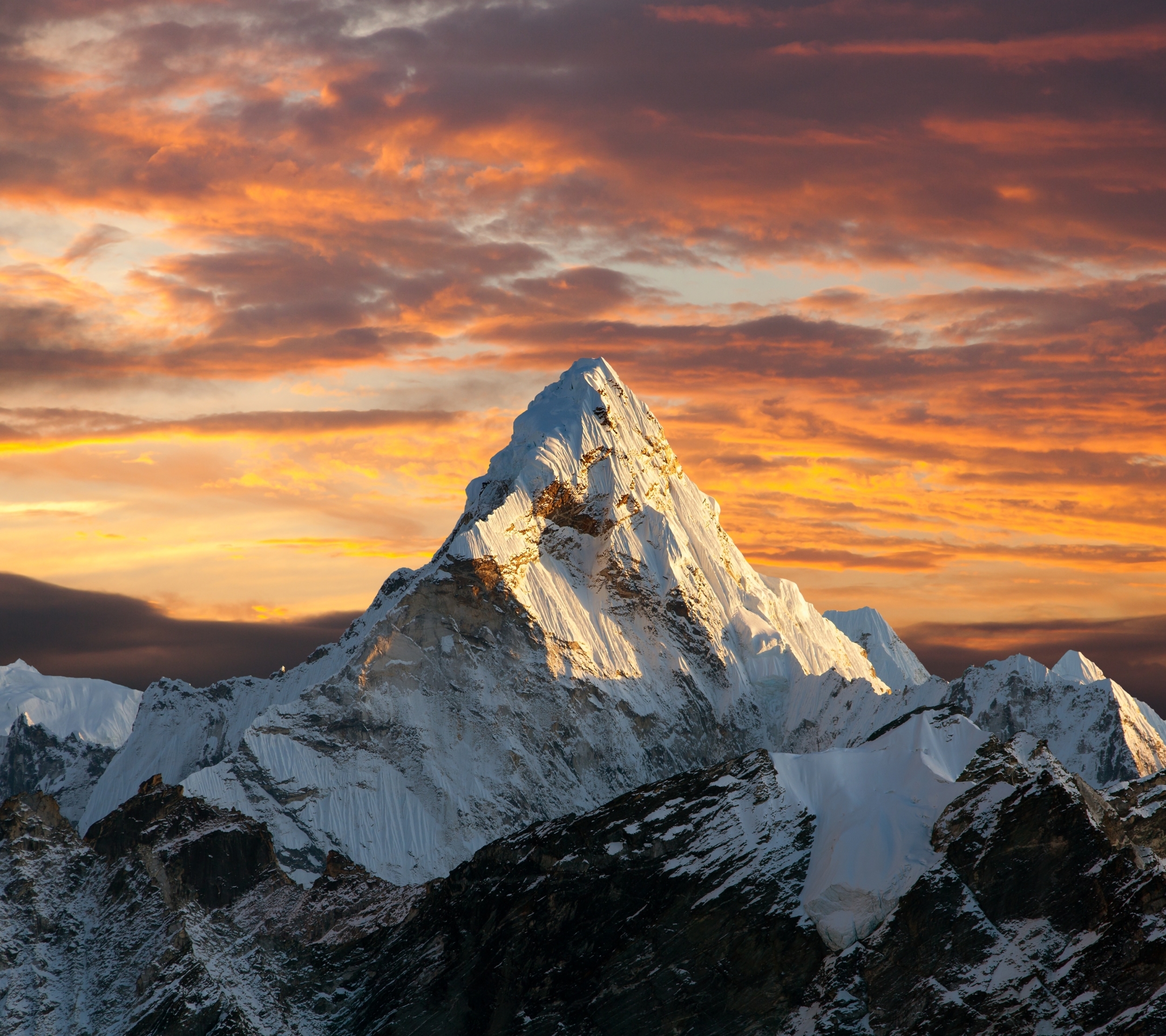 mountains, earth, himalayas, peak, nature, sunset, mountain
