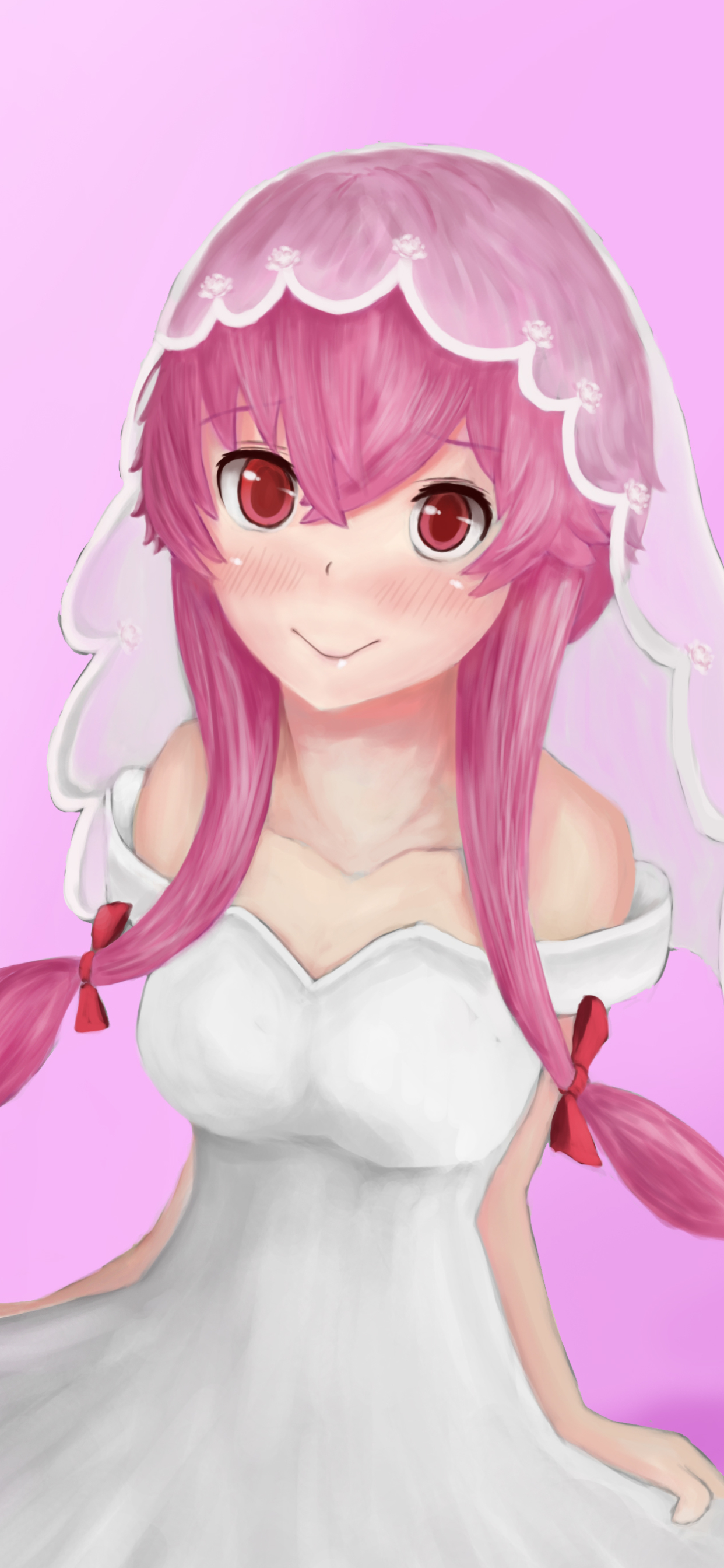 Download mobile wallpaper Anime, Pink Hair, Yuno Gasai, Mirai Nikki, White Dress for free.