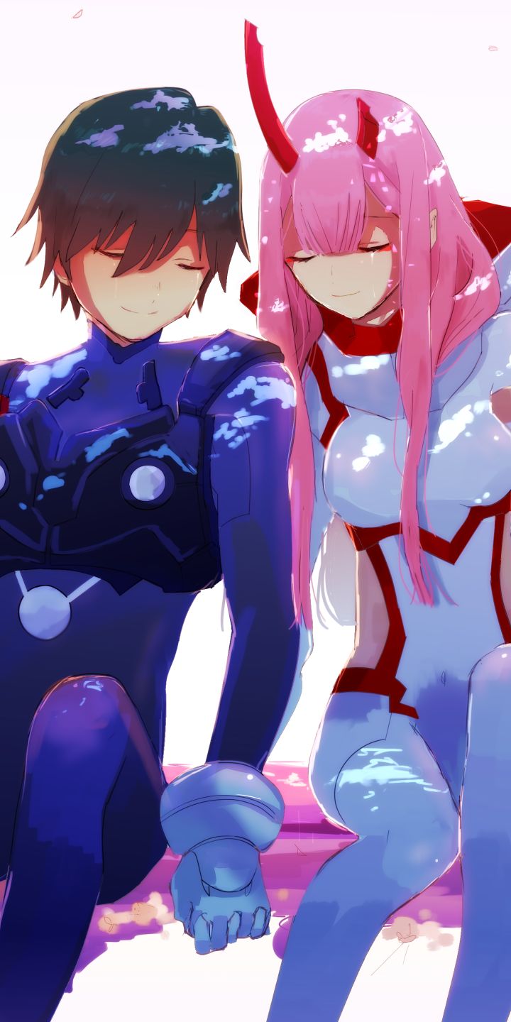 Handy-Wallpaper Animes, Darling In The Franxx, Zero Two (Liebling Im Franxx), Hiro (Liebling Im Franxx) kostenlos herunterladen.