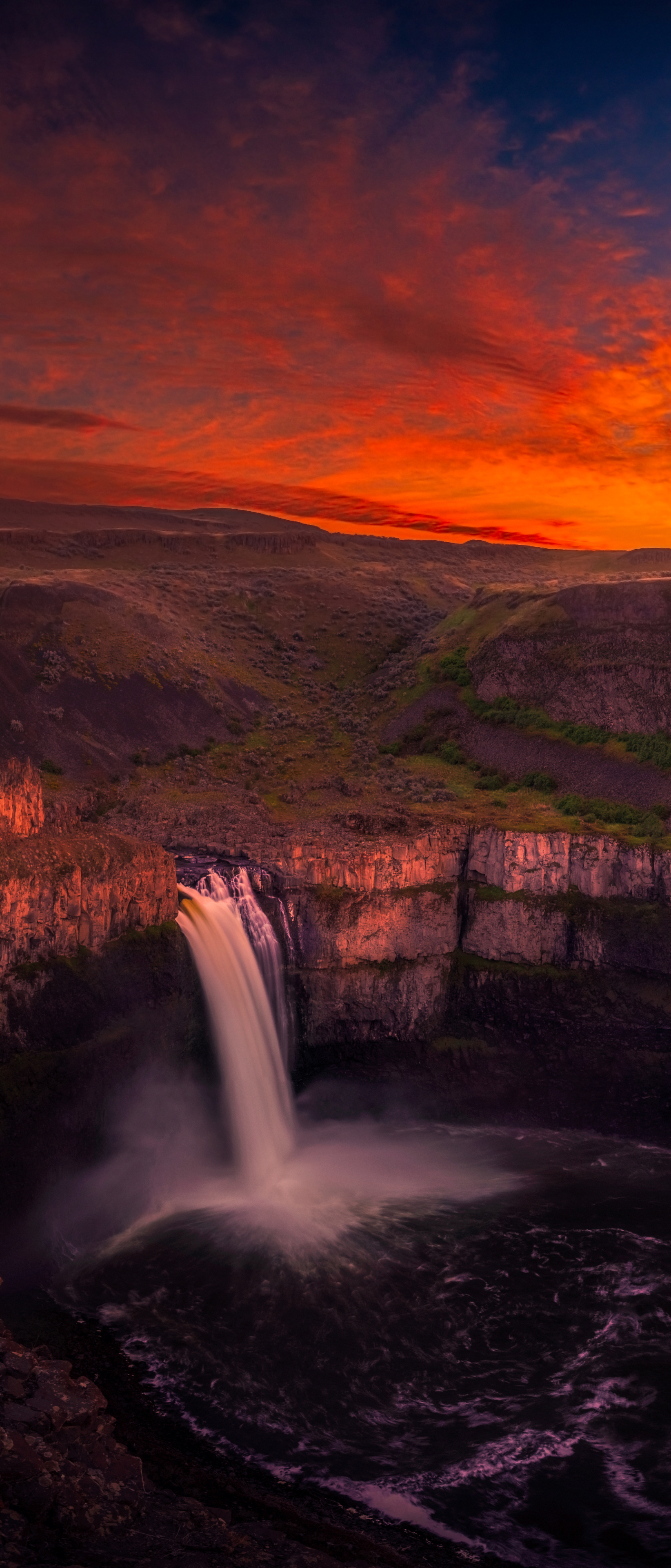 Laden Sie das Landschaft, Schlucht, Wasserfälle, Wasserfall, Washington, Sonnenuntergang, Erde/natur, Palouse Falls-Bild kostenlos auf Ihren PC-Desktop herunter