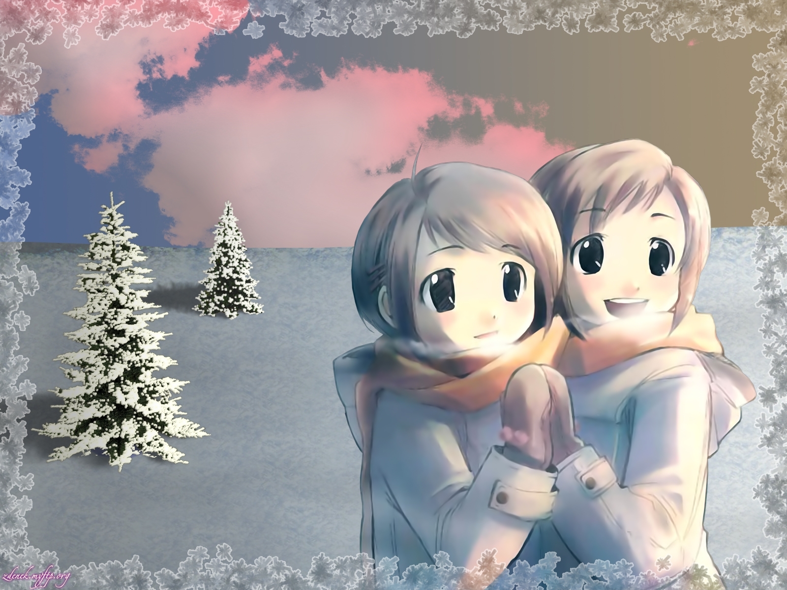 Free download wallpaper Winter, Children, Anime on your PC desktop