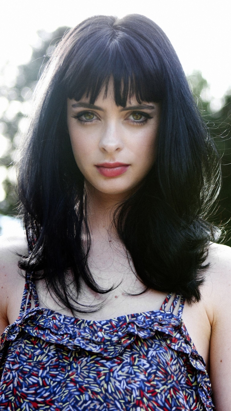 Download mobile wallpaper Green Eyes, Celebrity, Black Hair, Actress, Lipstick, Krysten Ritter for free.