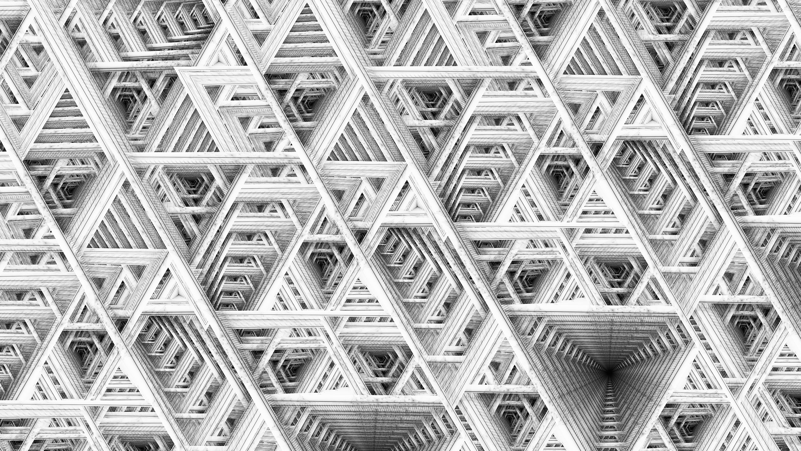 Download mobile wallpaper Abstract, Pattern, Fractal, Triangle, Black & White for free.