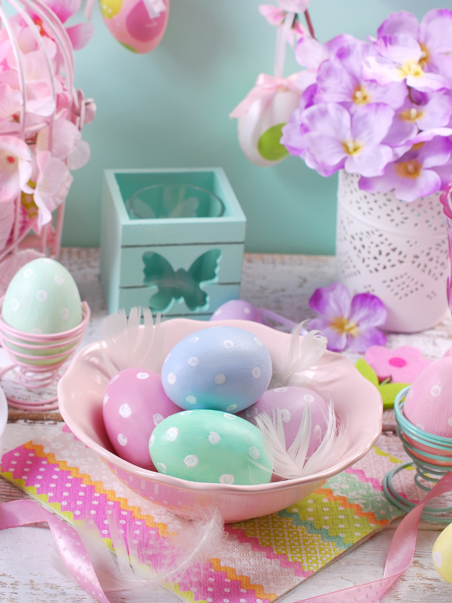 Download mobile wallpaper Easter, Still Life, Flower, Holiday, Colors, Pastel, Easter Egg for free.