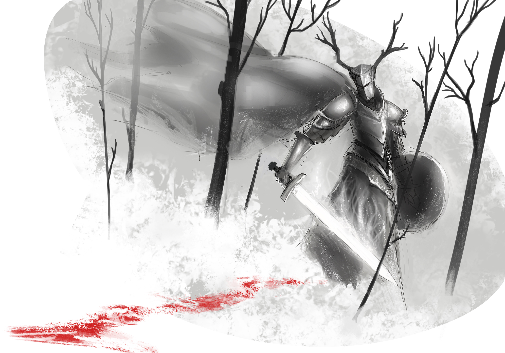 Free download wallpaper Fantasy, Blood, Helmet, Warrior, Knight, Armor, Sword on your PC desktop