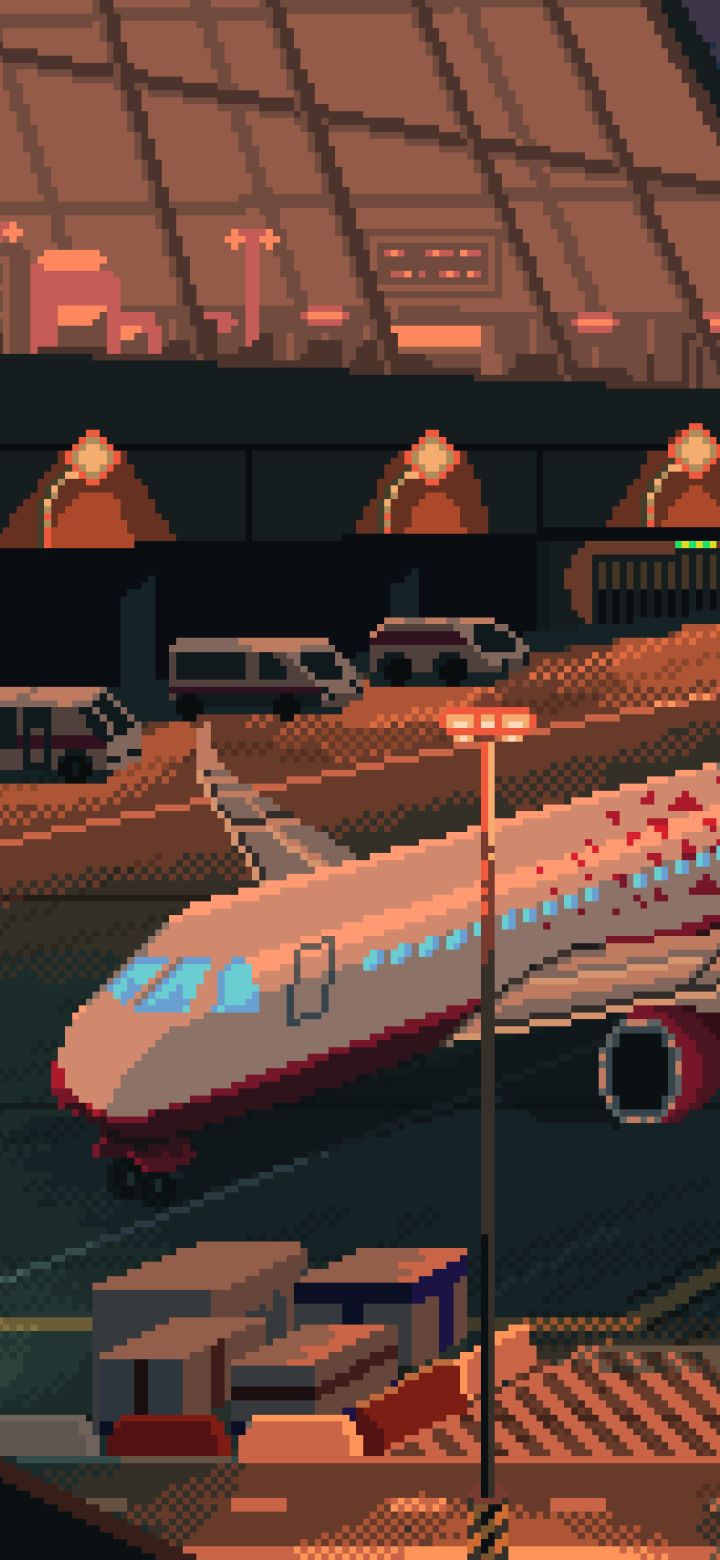 Download mobile wallpaper Artistic, Aircraft, Airport, Pixel Art for free.