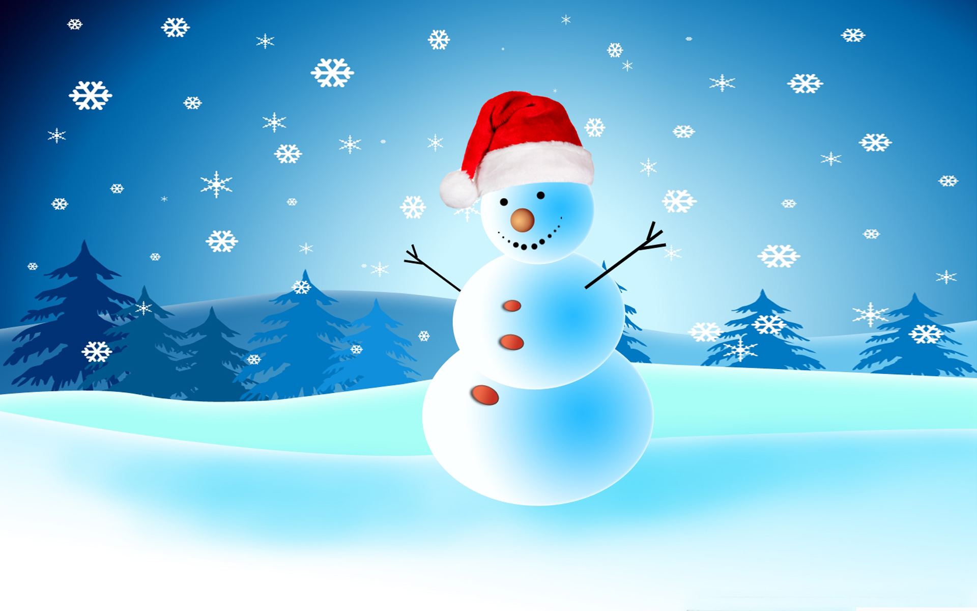 Laden Sie das Winter, Schneemann, Schneefall, Künstlerisch, Weihnachtsmütze-Bild kostenlos auf Ihren PC-Desktop herunter