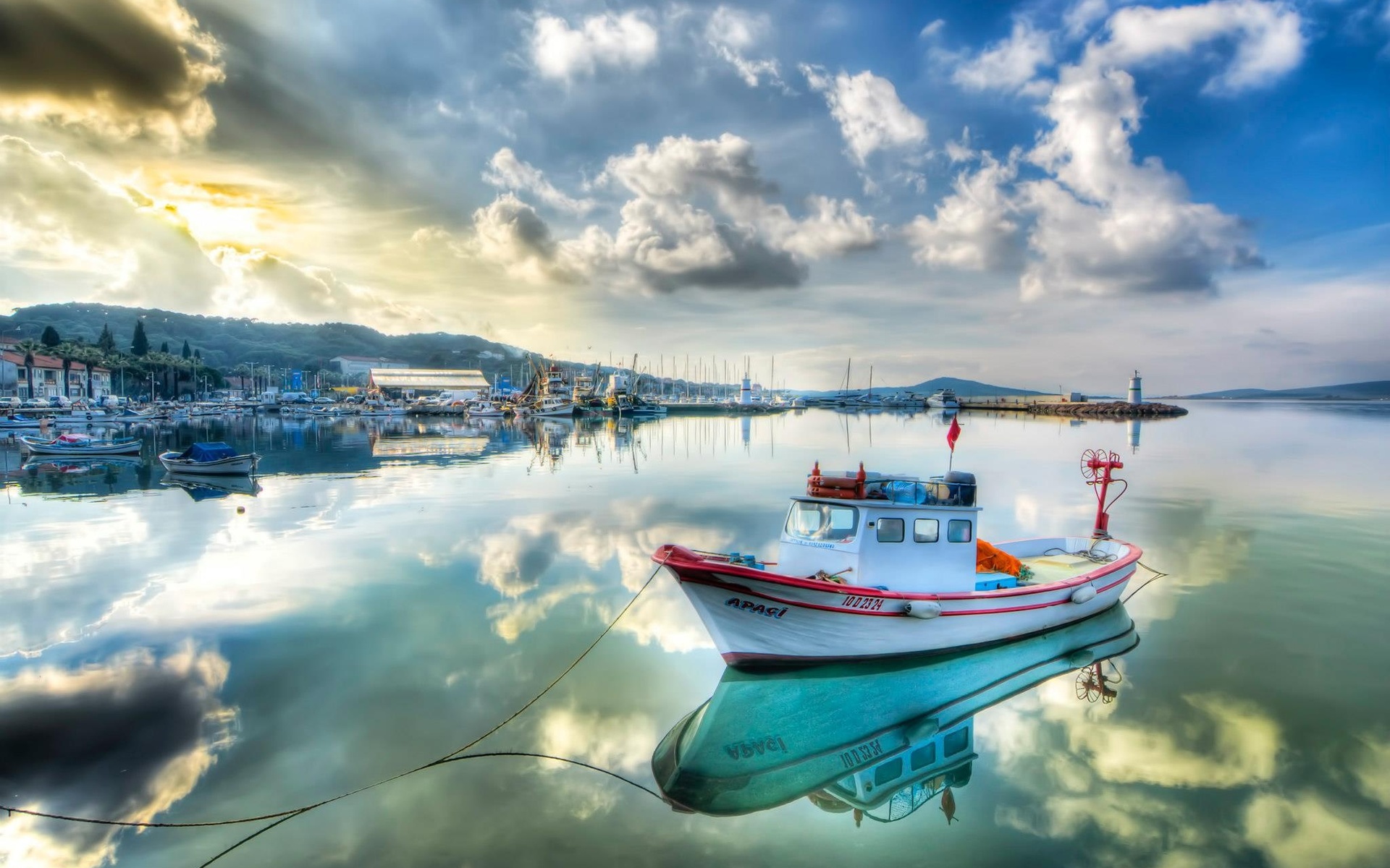 Free download wallpaper Reflection, Boat, Vehicles on your PC desktop