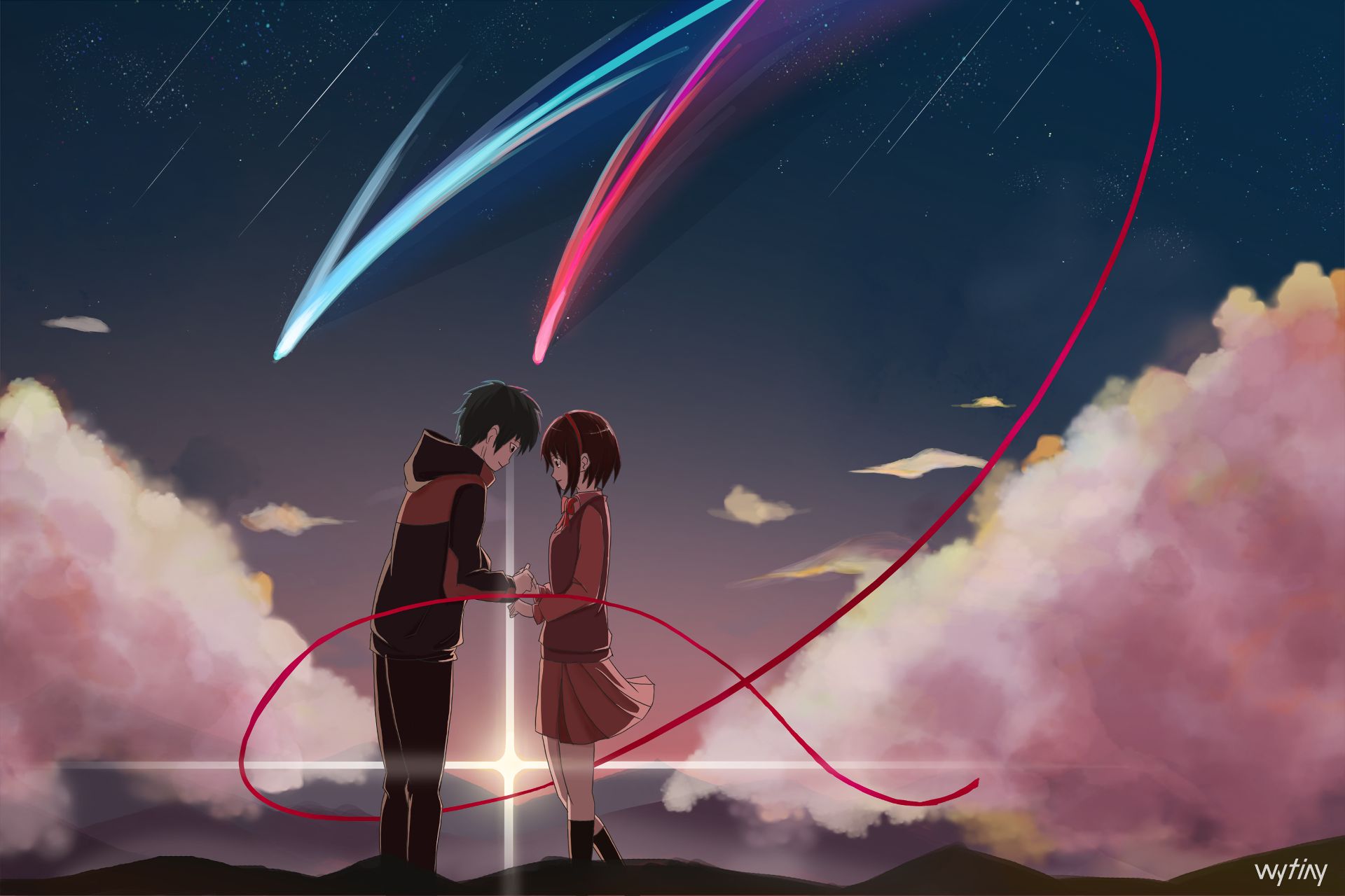 Descarga gratis la imagen Animado, Kimi No Na Wa, Mitsuha Miyamizu, Taki Tachibana en el escritorio de tu PC