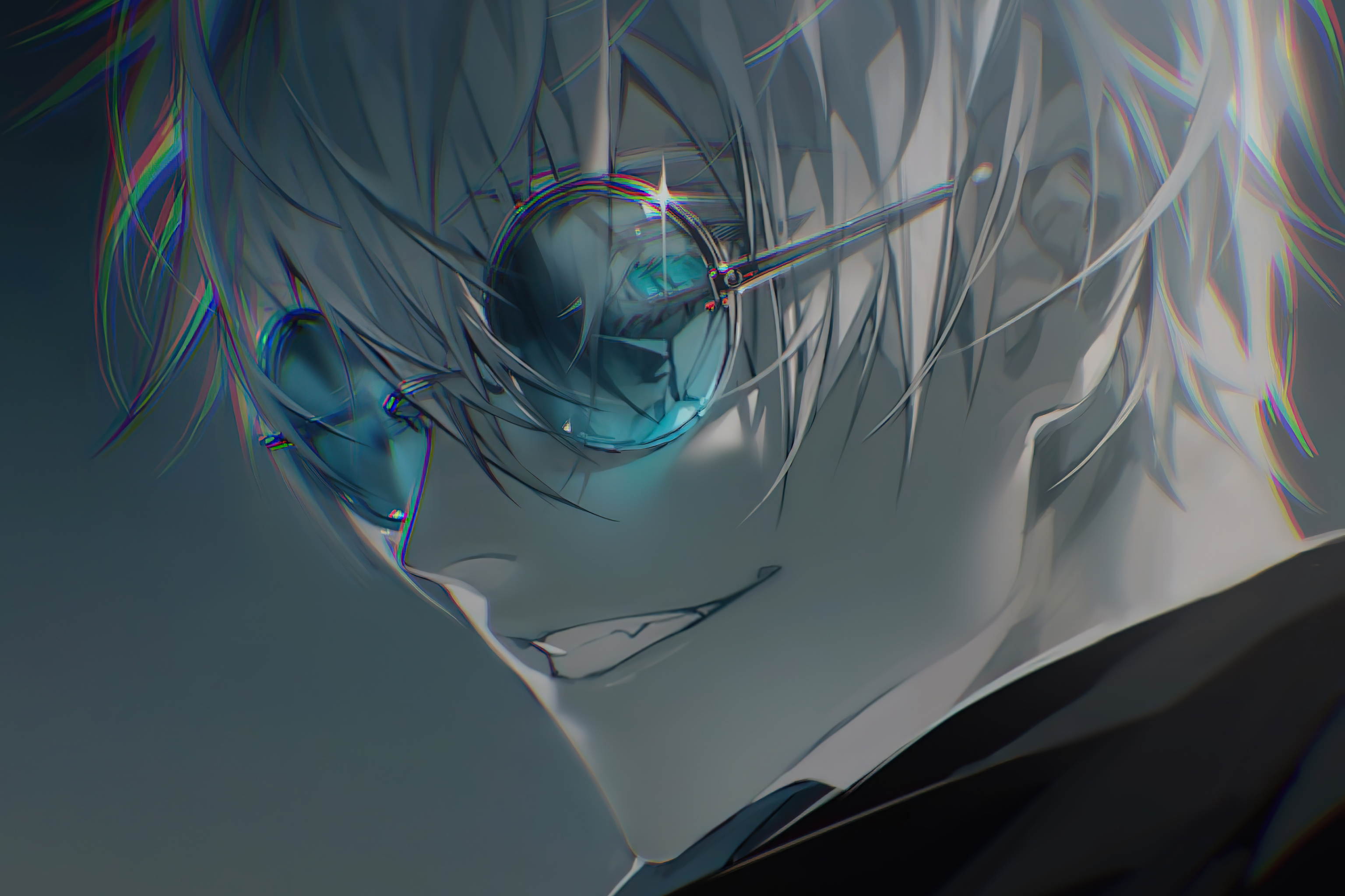 Handy-Wallpaper Brille, Blaue Augen, Animes, Weißes Haar, Satoru Gojo, Jujutsu Kaisen kostenlos herunterladen.