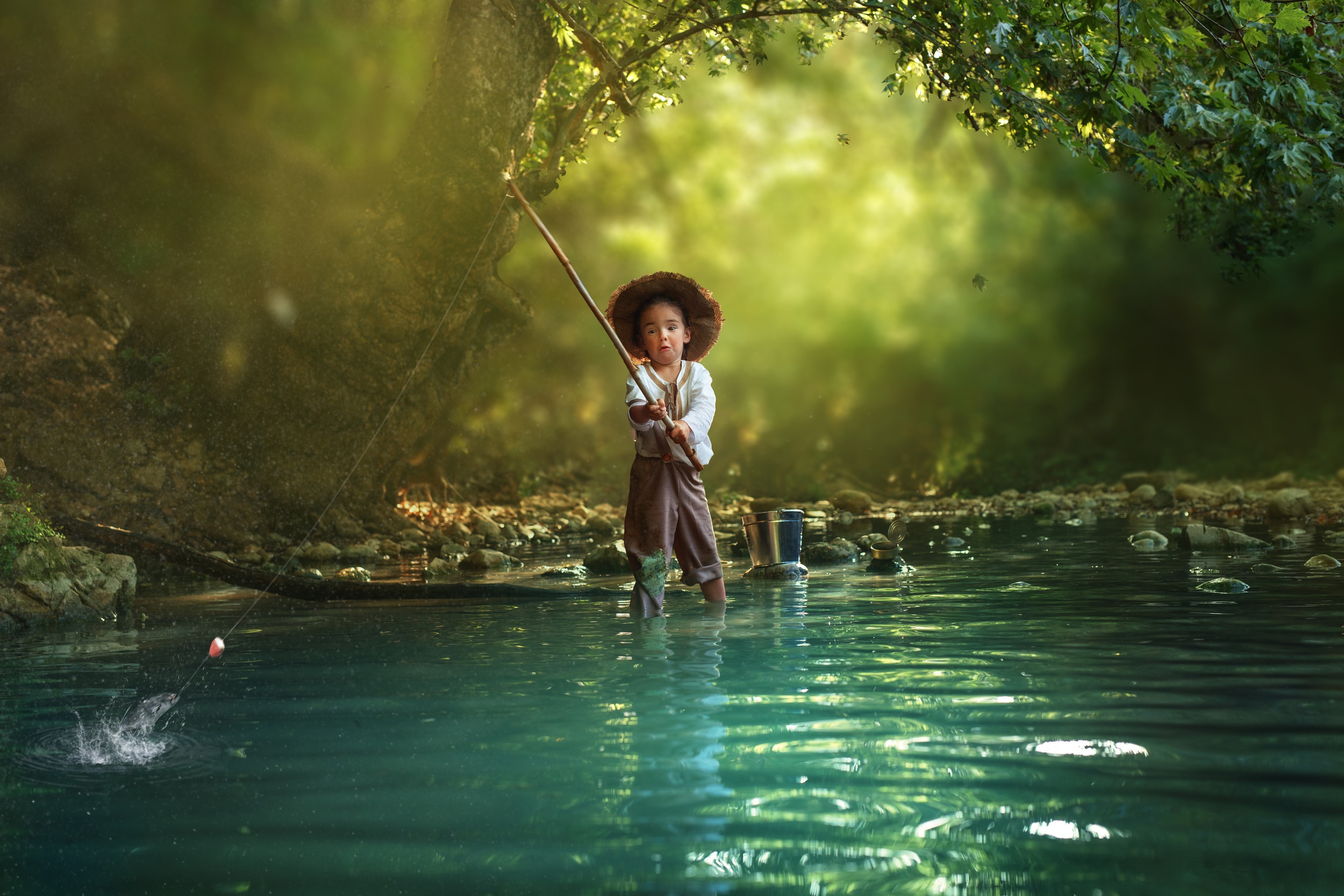 Free download wallpaper Child, Hat, Photography, Fishing, Little Girl on your PC desktop