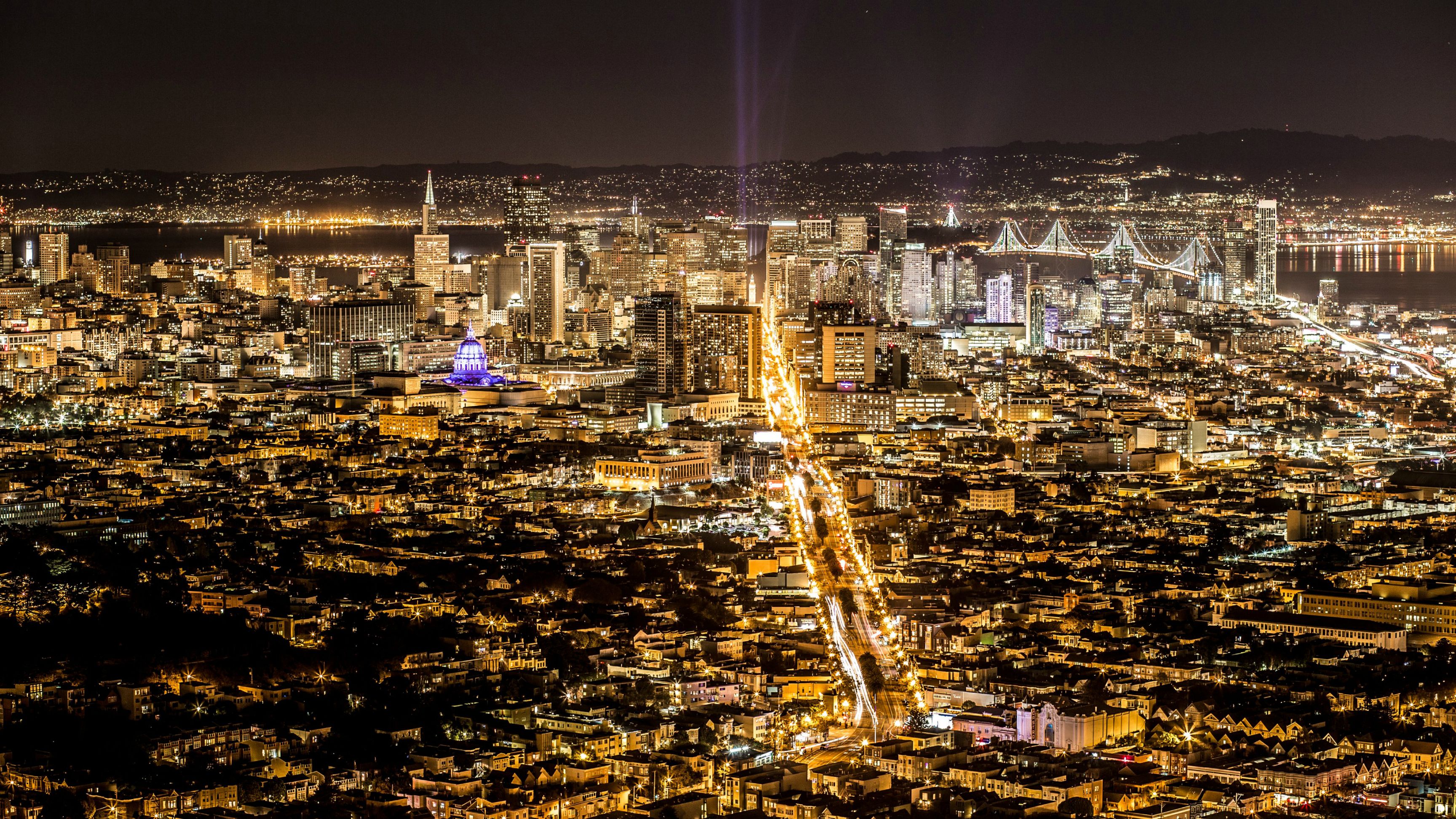 Скачать картинку Города, Ночь, Город, Свет, Сан Франциско, Сделано Человеком в телефон бесплатно.