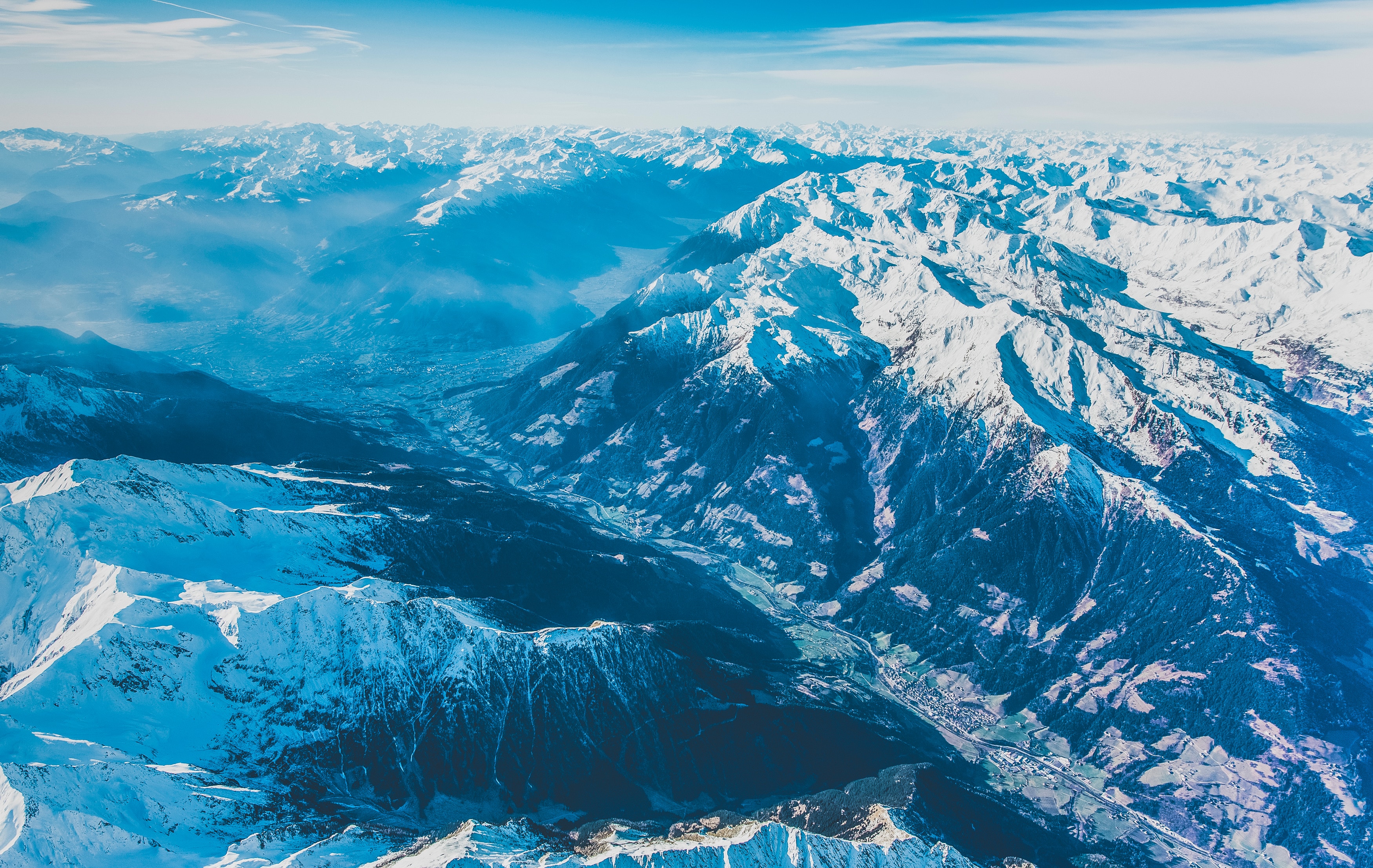 Téléchargez des papiers peints mobile Vue D’En Haut, Nature, Montagnes, Vue D'en Haut, Neige, Paysage gratuitement.